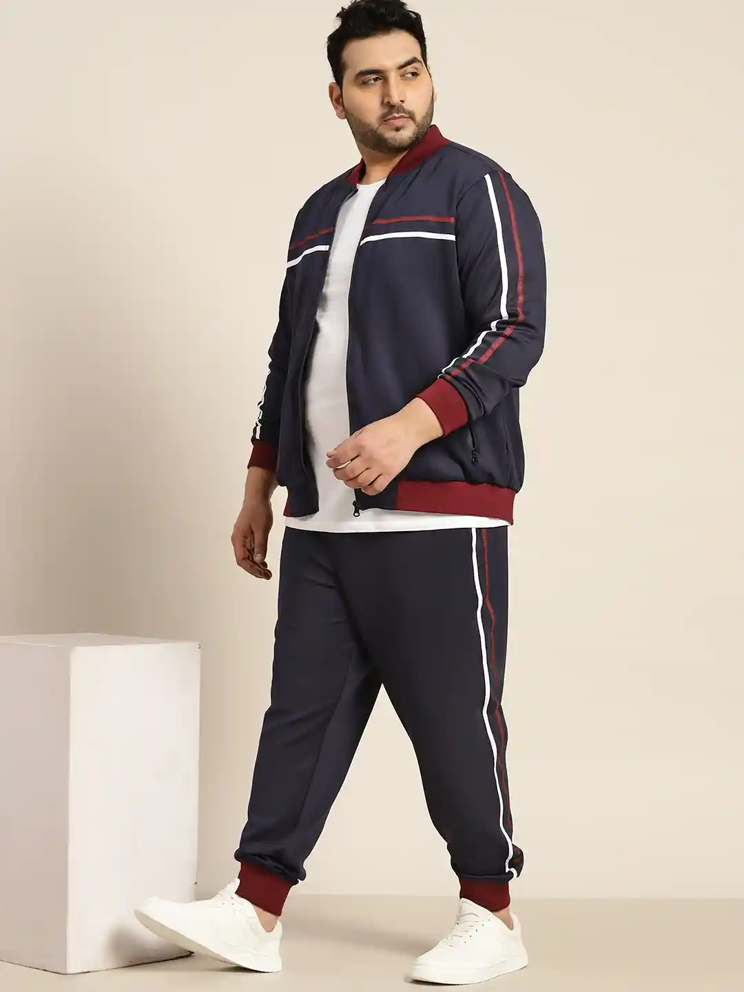 Buy Sztori Men Plus Size Tracksuit With Stripes Tracksuits for