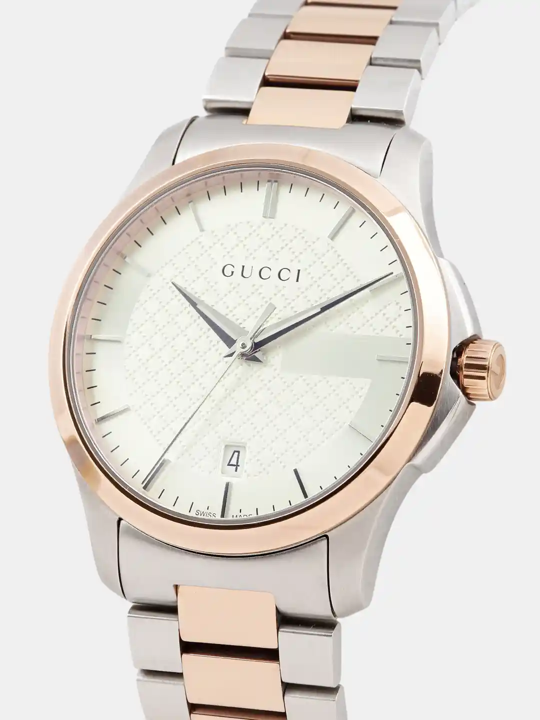 Buy Gucci Timeless Men Silver-Toned White Textured Analogue