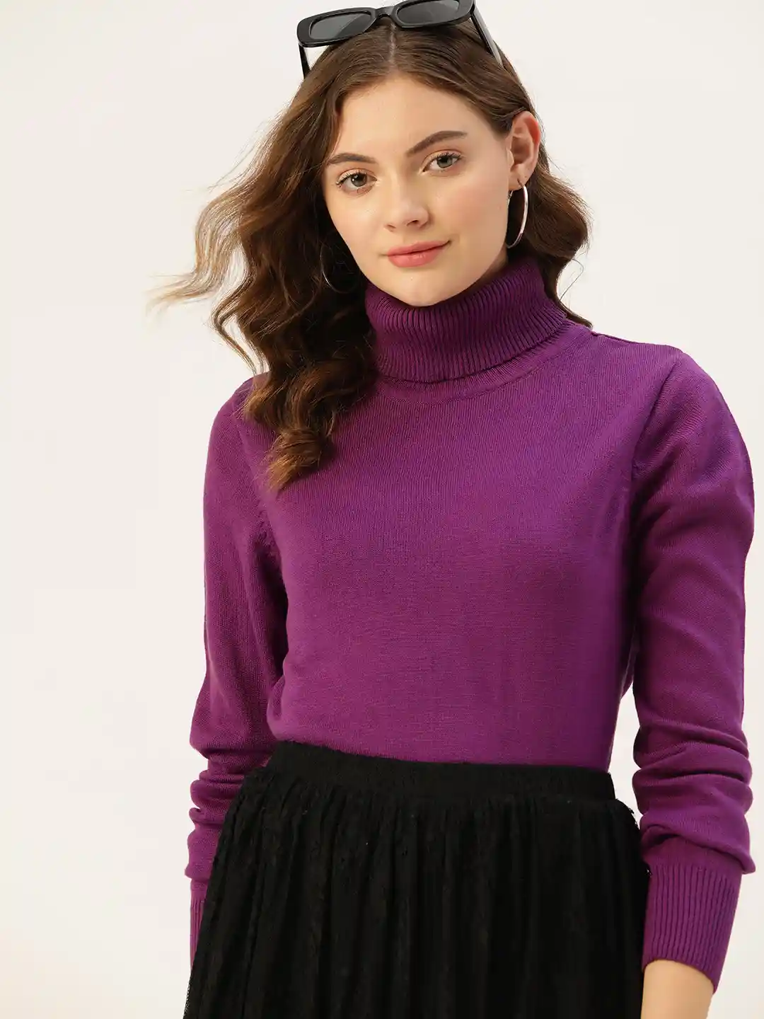 Dress Mauve Turtleneck Sweater DressBerry Women Purple Solid