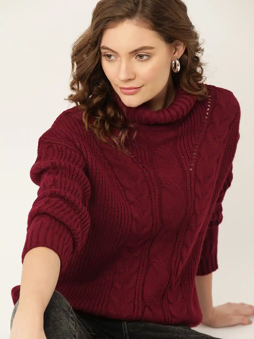 Clothing Burgundy Roll Neck Jumper Womens Roll Neck Maroon Jumper