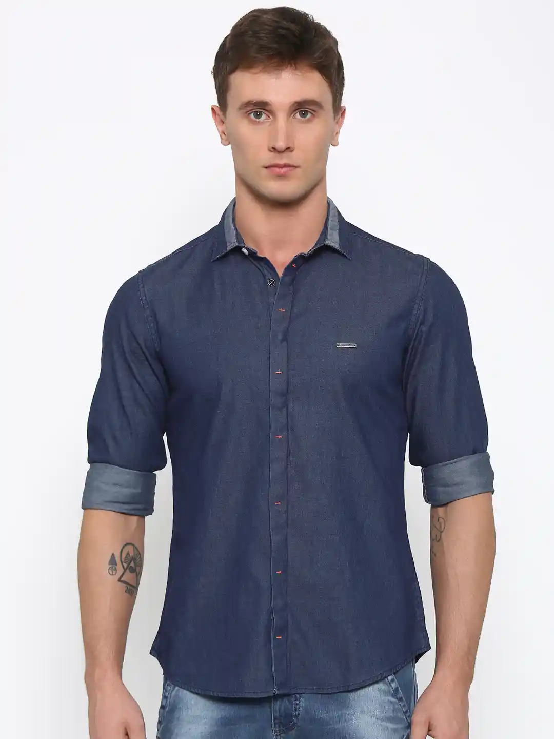 Buy Indigo Nation Street Men Blue Slim Fit Solid Casual Denim