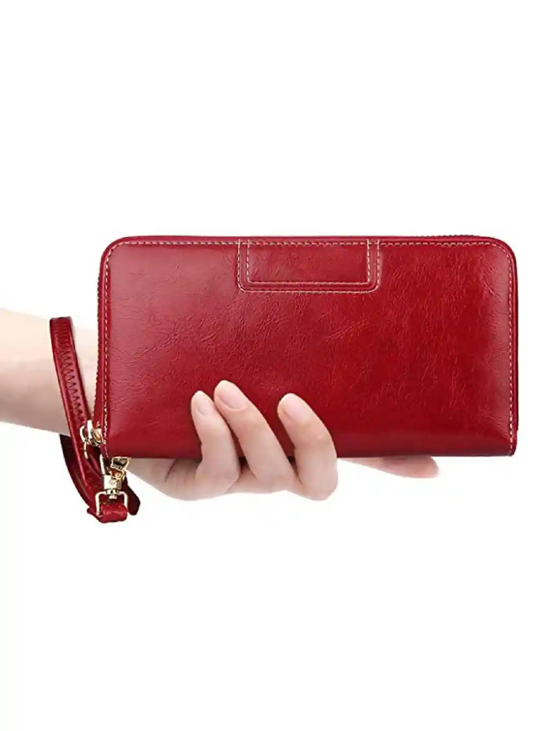 Buy CONTACTS Women Red Leather Zip Around Wallet Wallets for