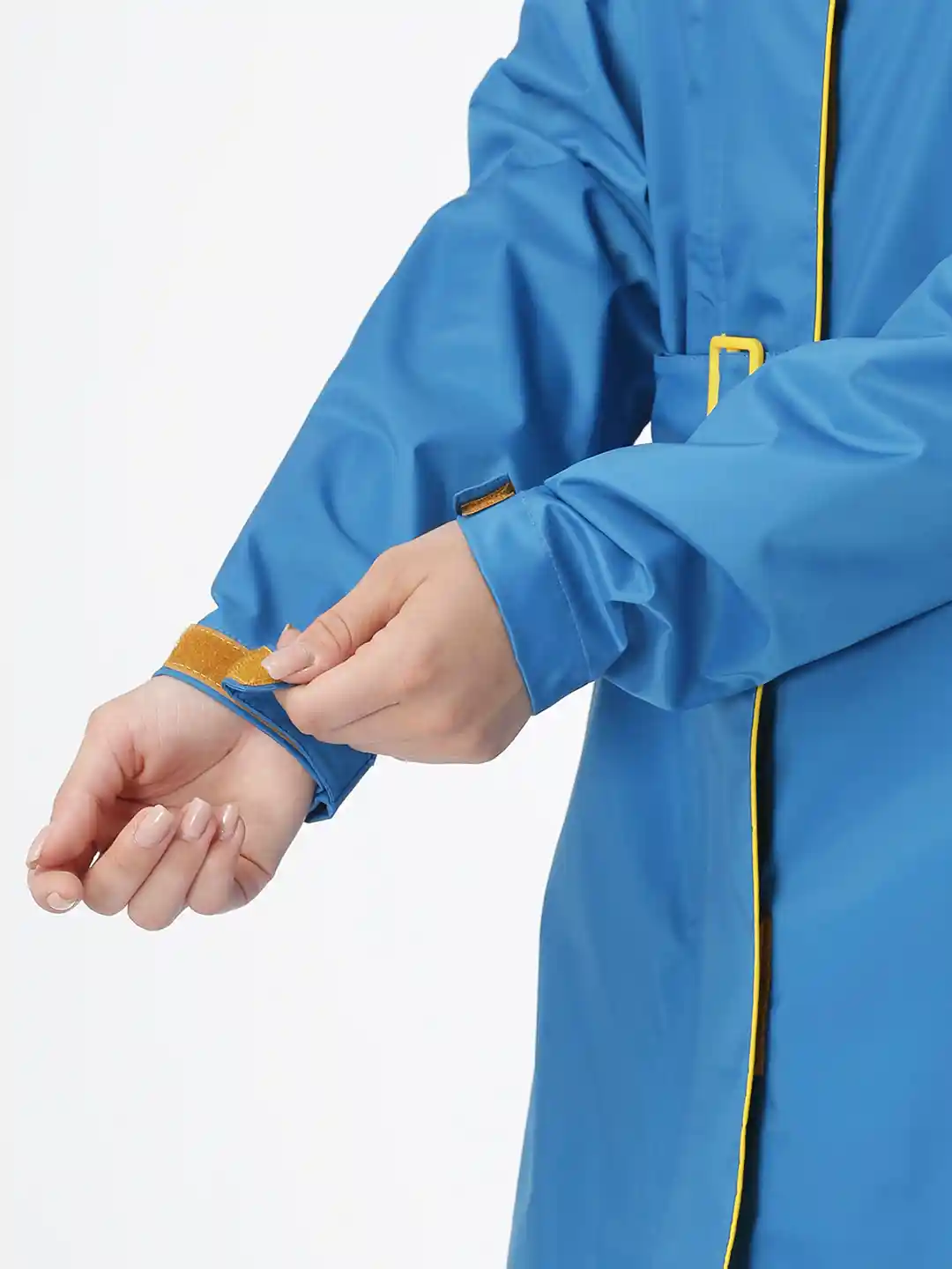 Buy Zeel Women Blue Yellow Solid Full Length Rain Jacket Rain