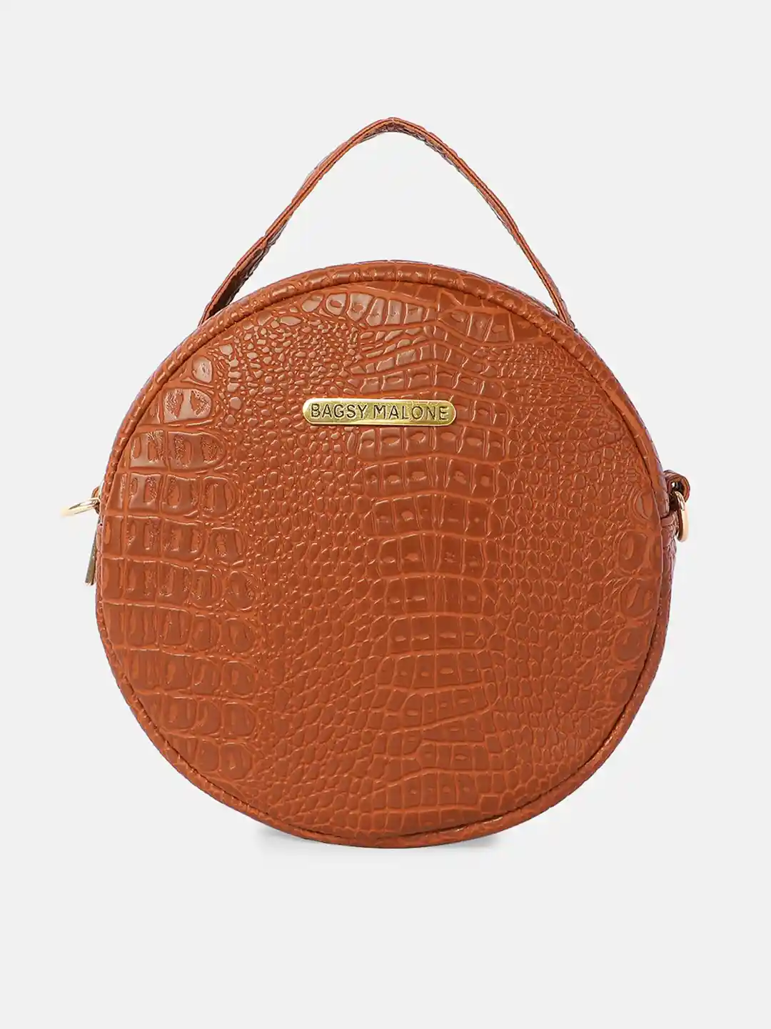 Bagsy Malone Tan Animal Textured PU Structured Sling Bag with Quilted