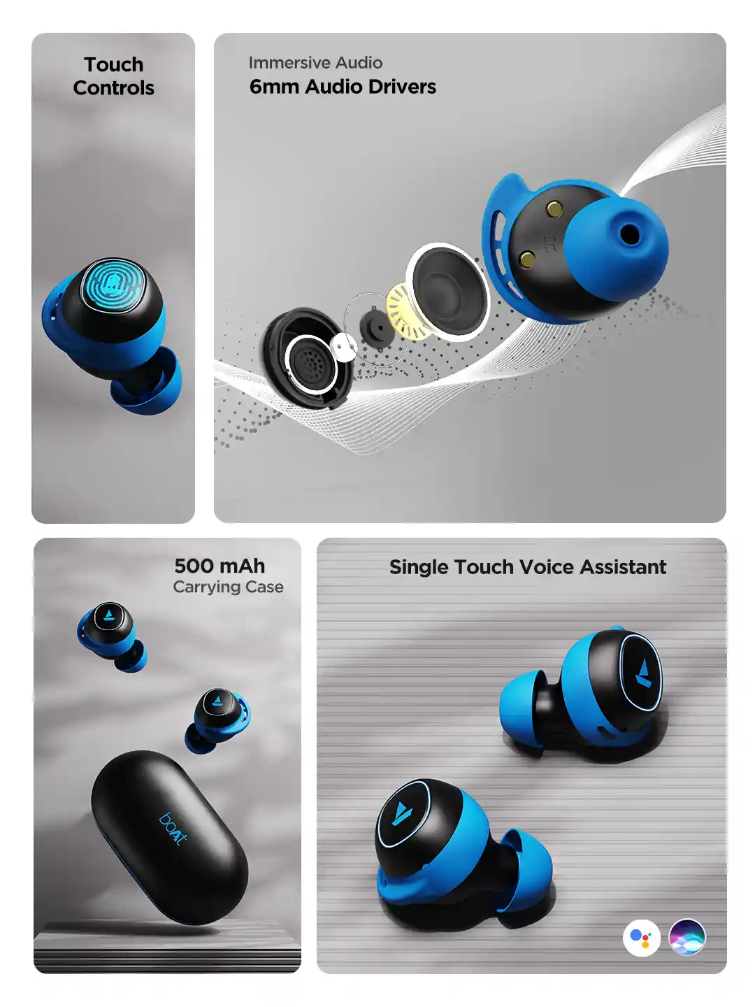 Wireless Earphones Boat Airdopes 441 Blue BoAt Airdopes 100 With