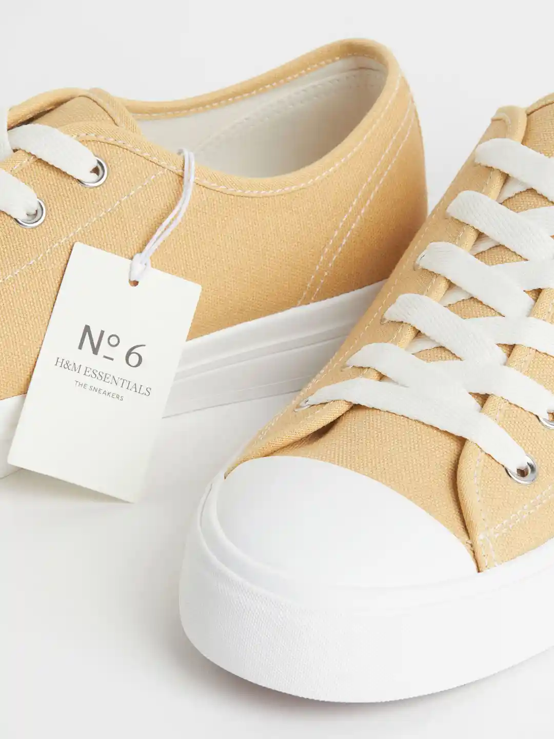 Buy H&M Men Yellow White Regular Canvas Trainers Casual Shoes