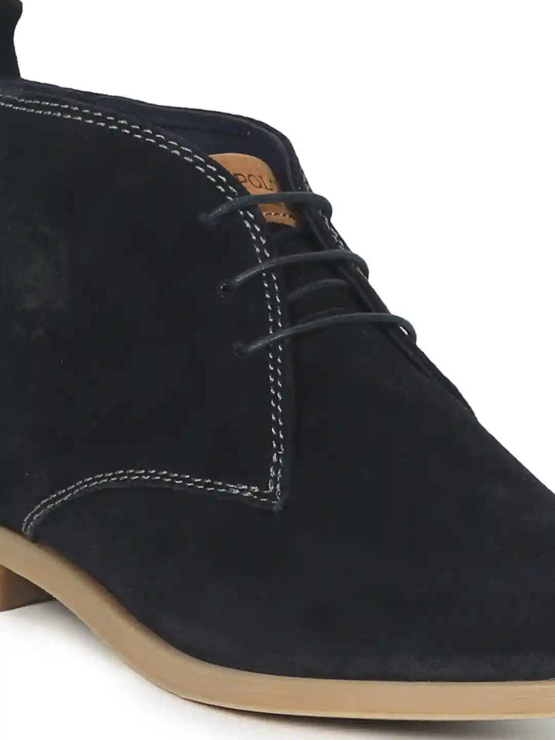 Buy Polo Men Navy Solid Suede Mid-Top Flat Boots