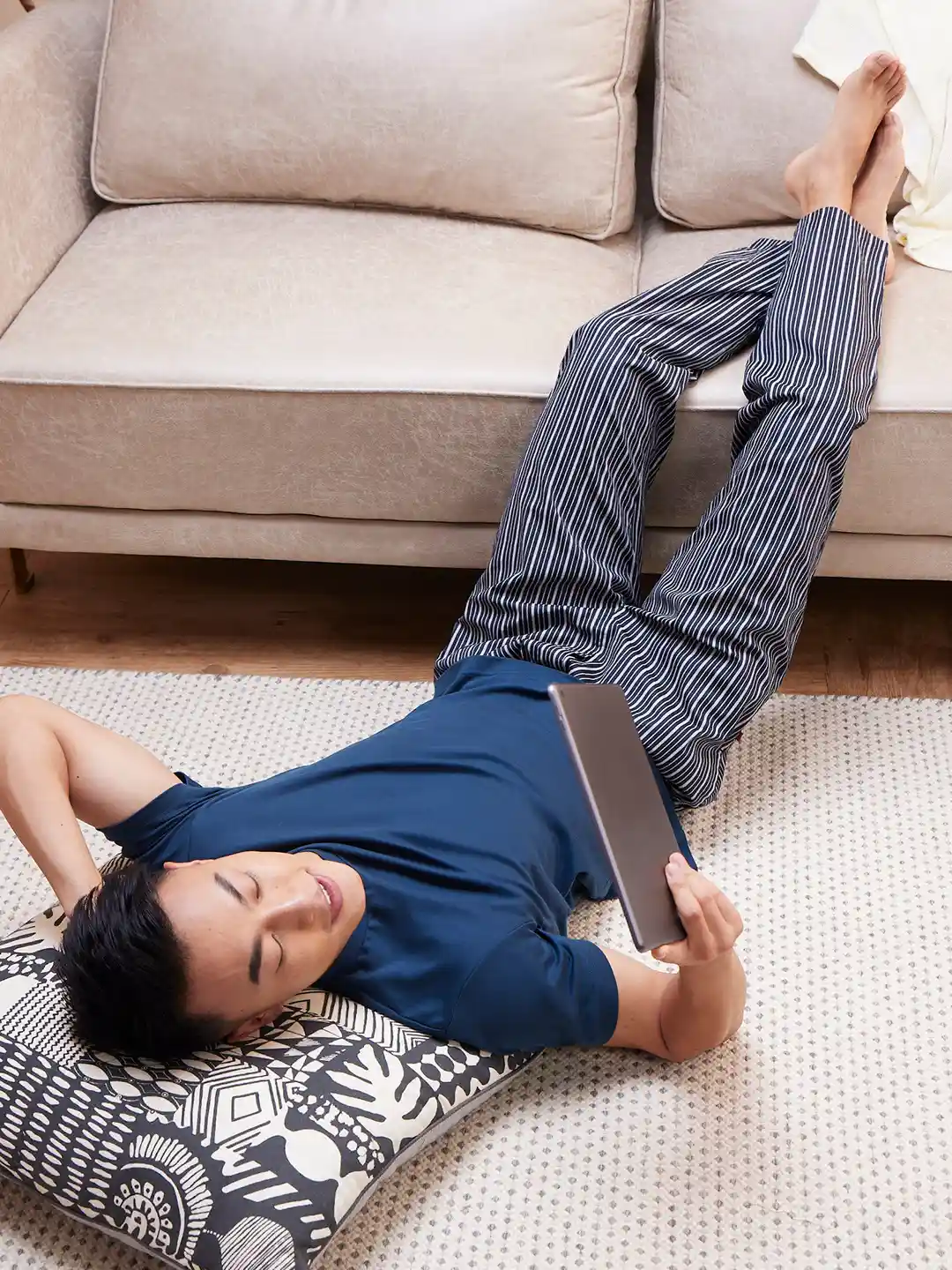 Buy DAMENSCH Men Striped Stretchable Cotton Tapered Fit Lounge