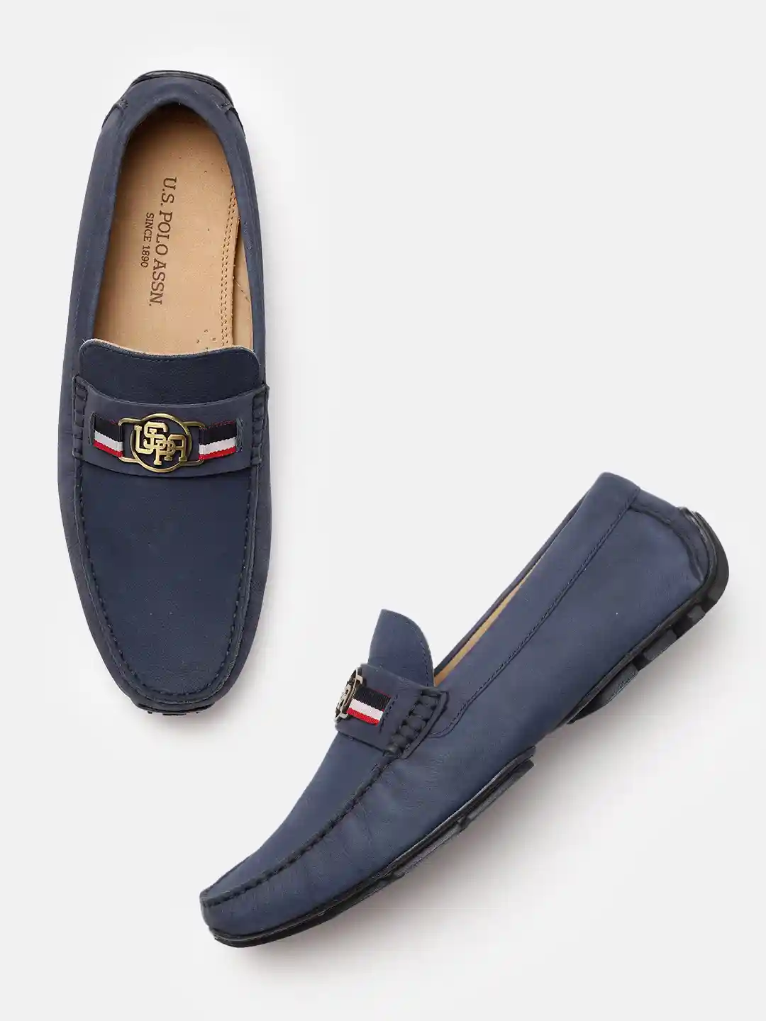 Buy Polo Men Navy Blue Leather Loafers Casual Shoes