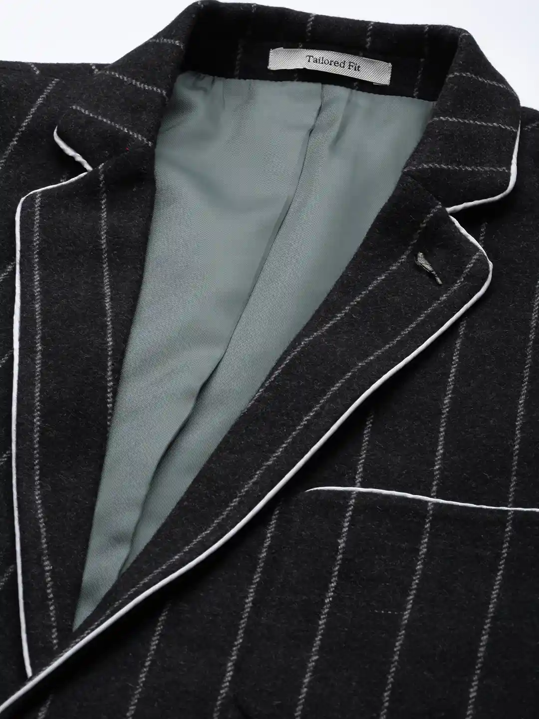 Buy Mr Bowerbird Men Black White Tailored Fit Striped Single