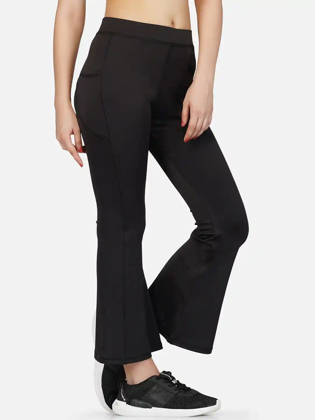 IMPERATIVE Women Black High Waist Stretchable Flared Leggings