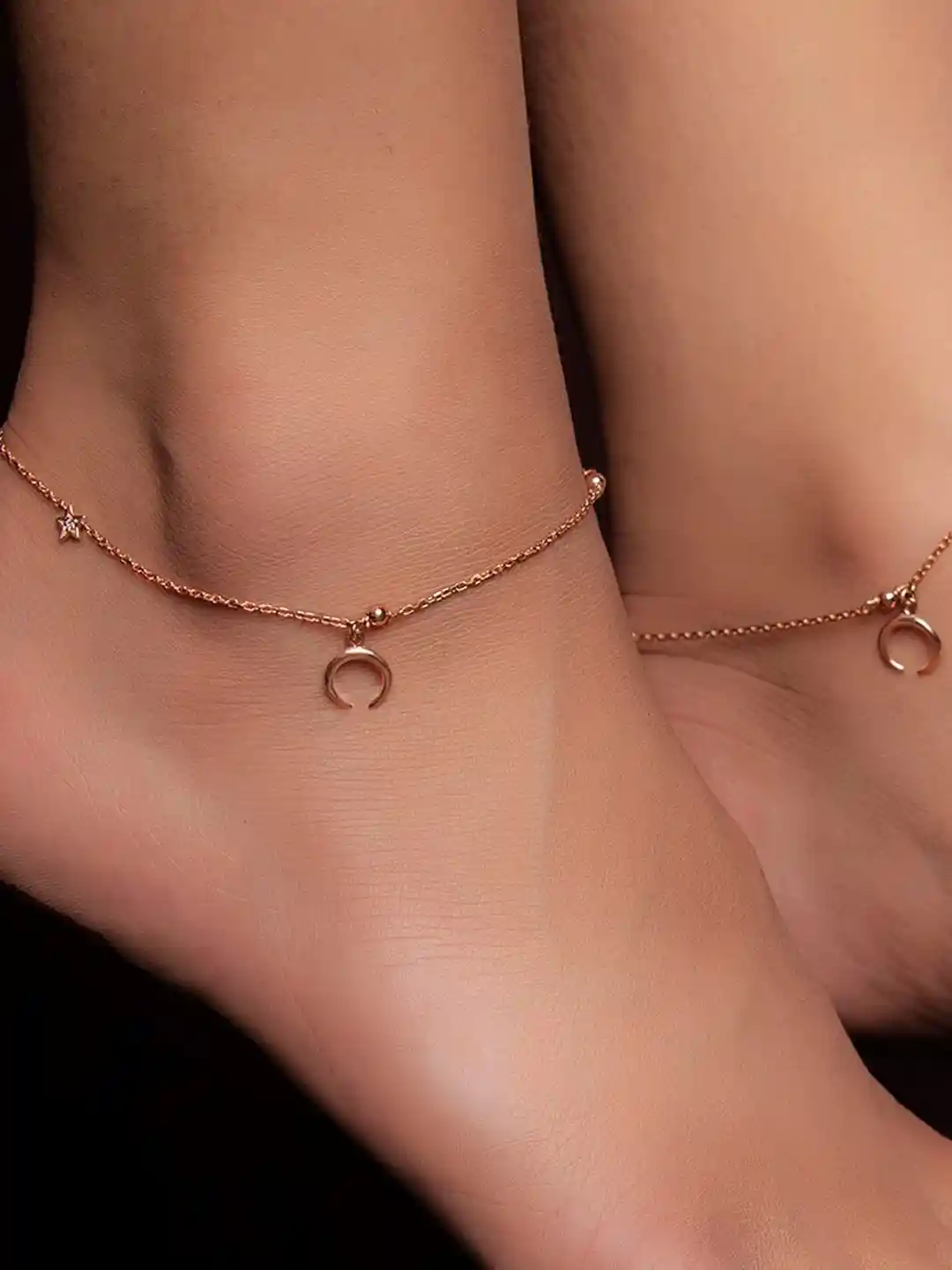 Zavya Women Rose Gold Set Of 925 Sterling Silver Anklets