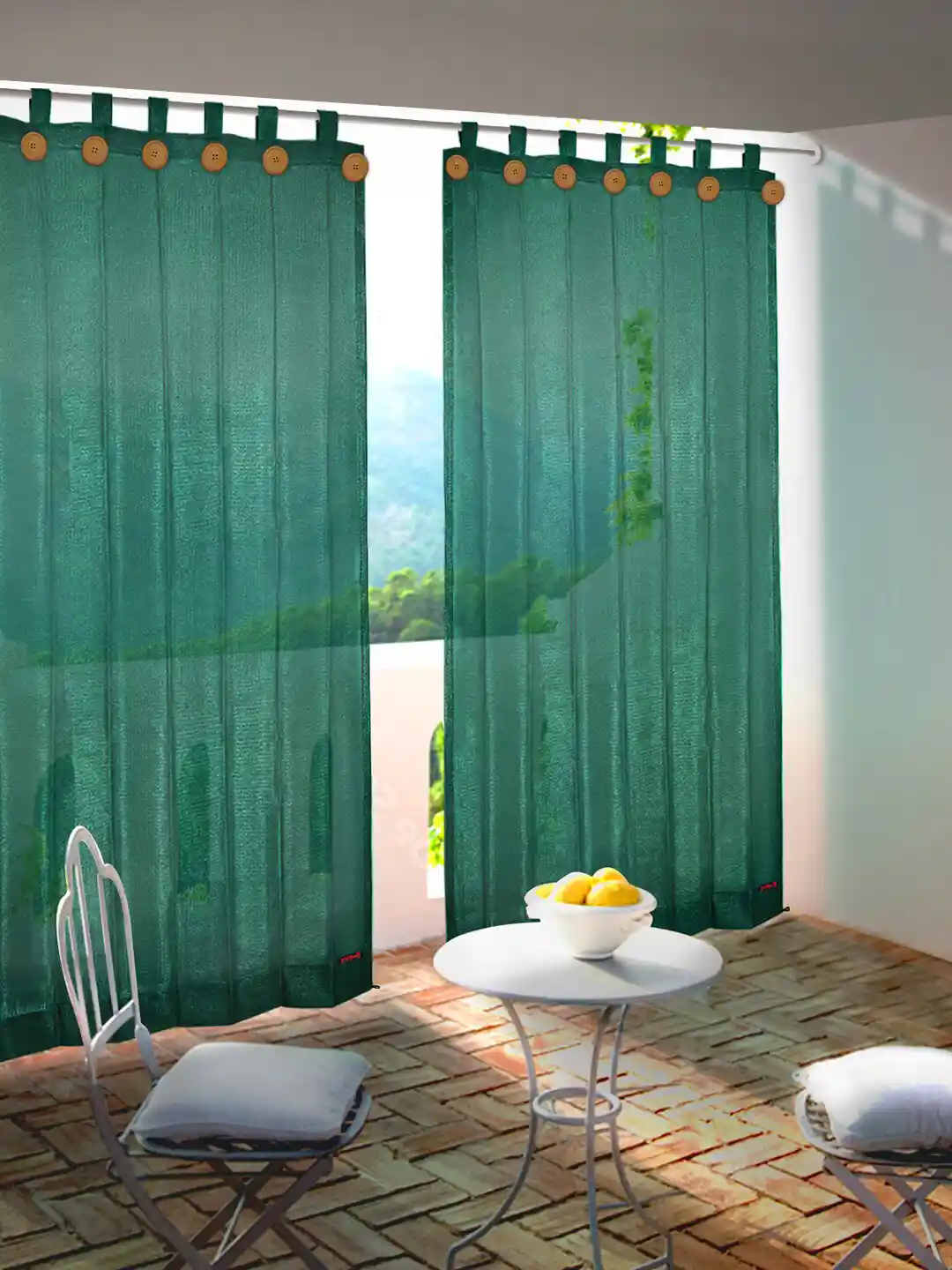 Buy Hippo Green Set of Room Darkening Outdoor Balcony Curtain