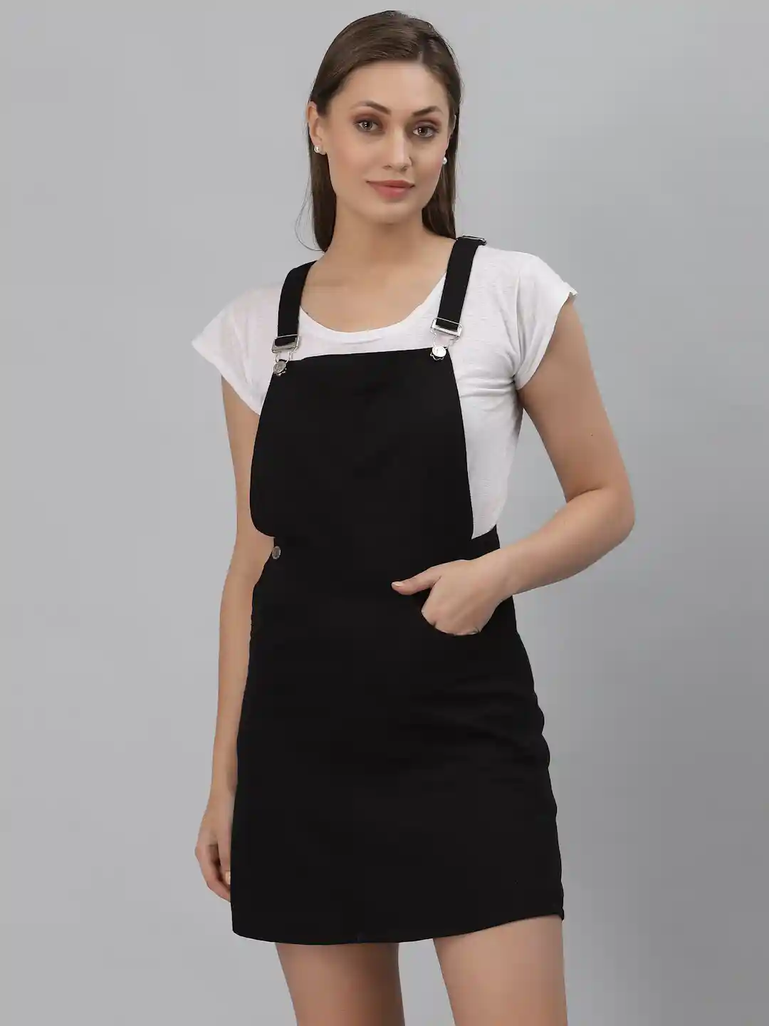 Buy River Of Design Jeans Women Black Solid Denim Pinafore Cotton