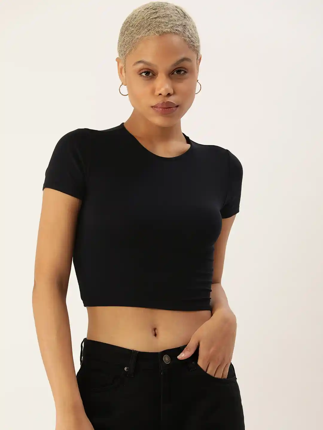 Buy FOREVER 21 Black Tie-Up Styled Back Crop Top Tops for Women