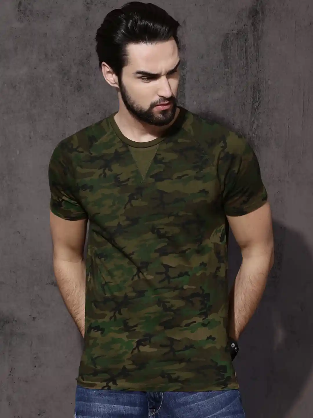 Myntra Adidas Camo T Shirt Mens Roadster Men Olive Green