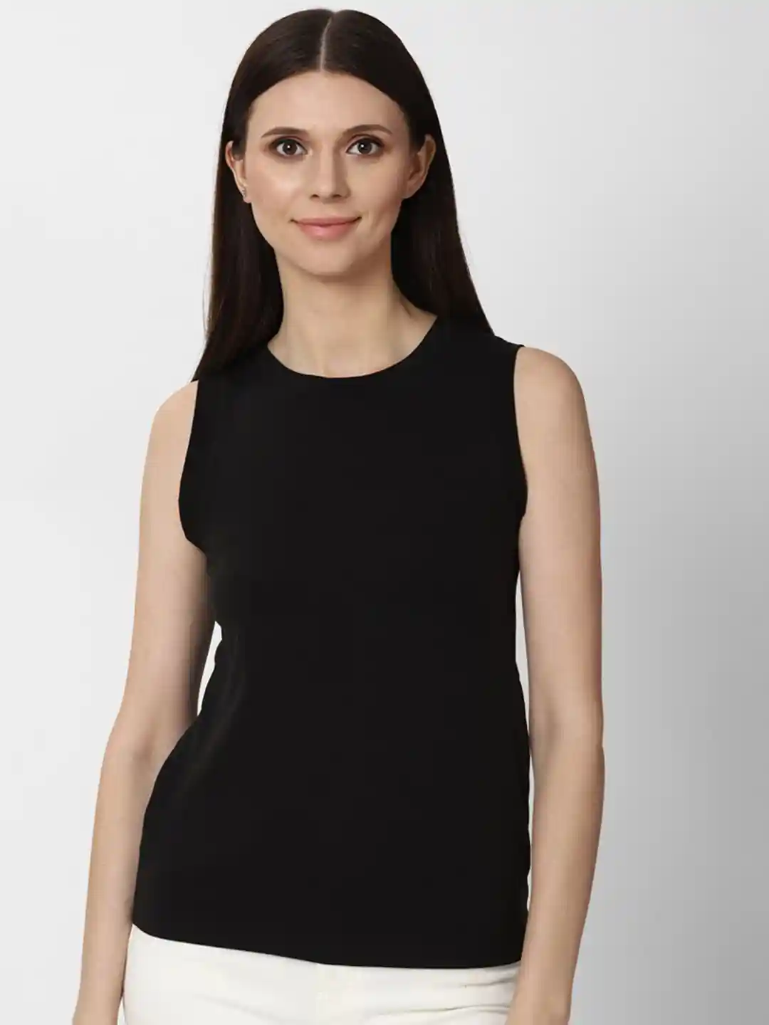 Buy FOREVER 21 Black Round Neck Sleeveless Top Tops for Women