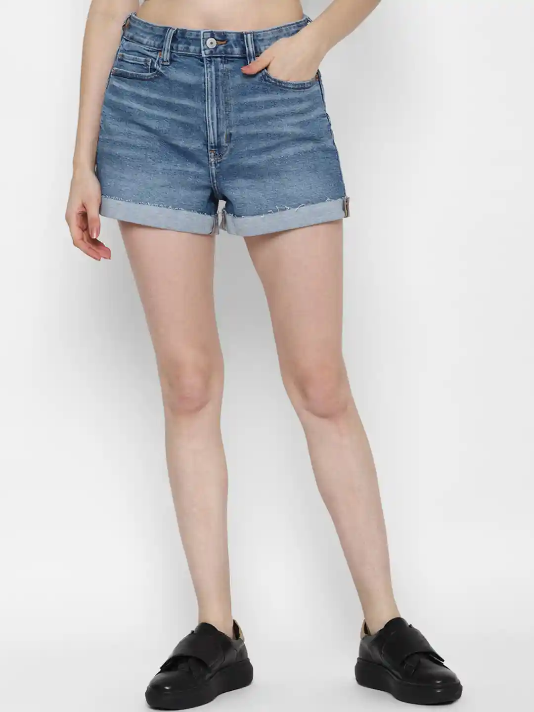 Buy AMERICAN EAGLE OUTFITTERS Women Blue Washed Denim Shorts
