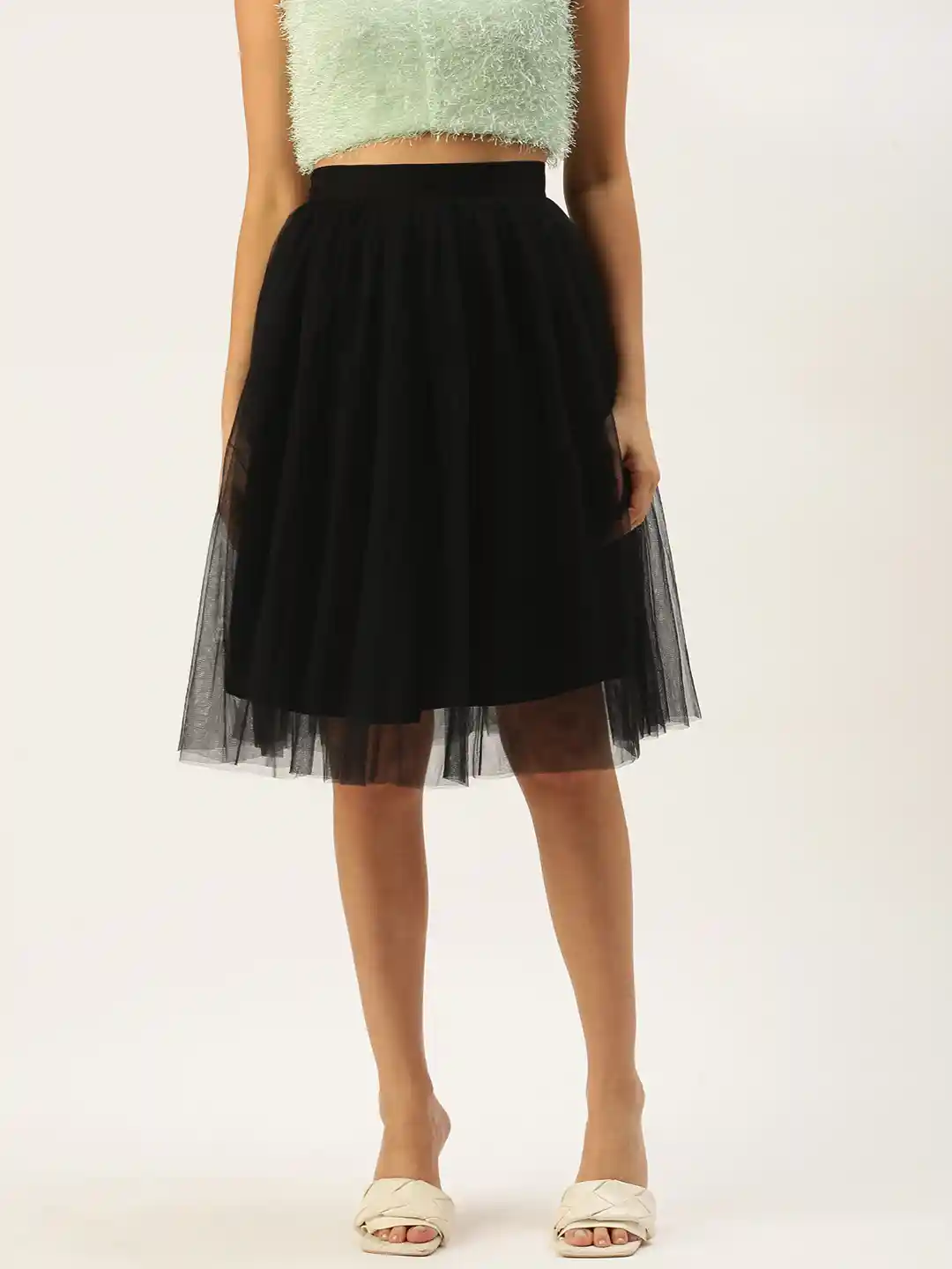 Midi Skirt Tulle Maxi Skirt Forever 21 ROVING MODE Women Black Net