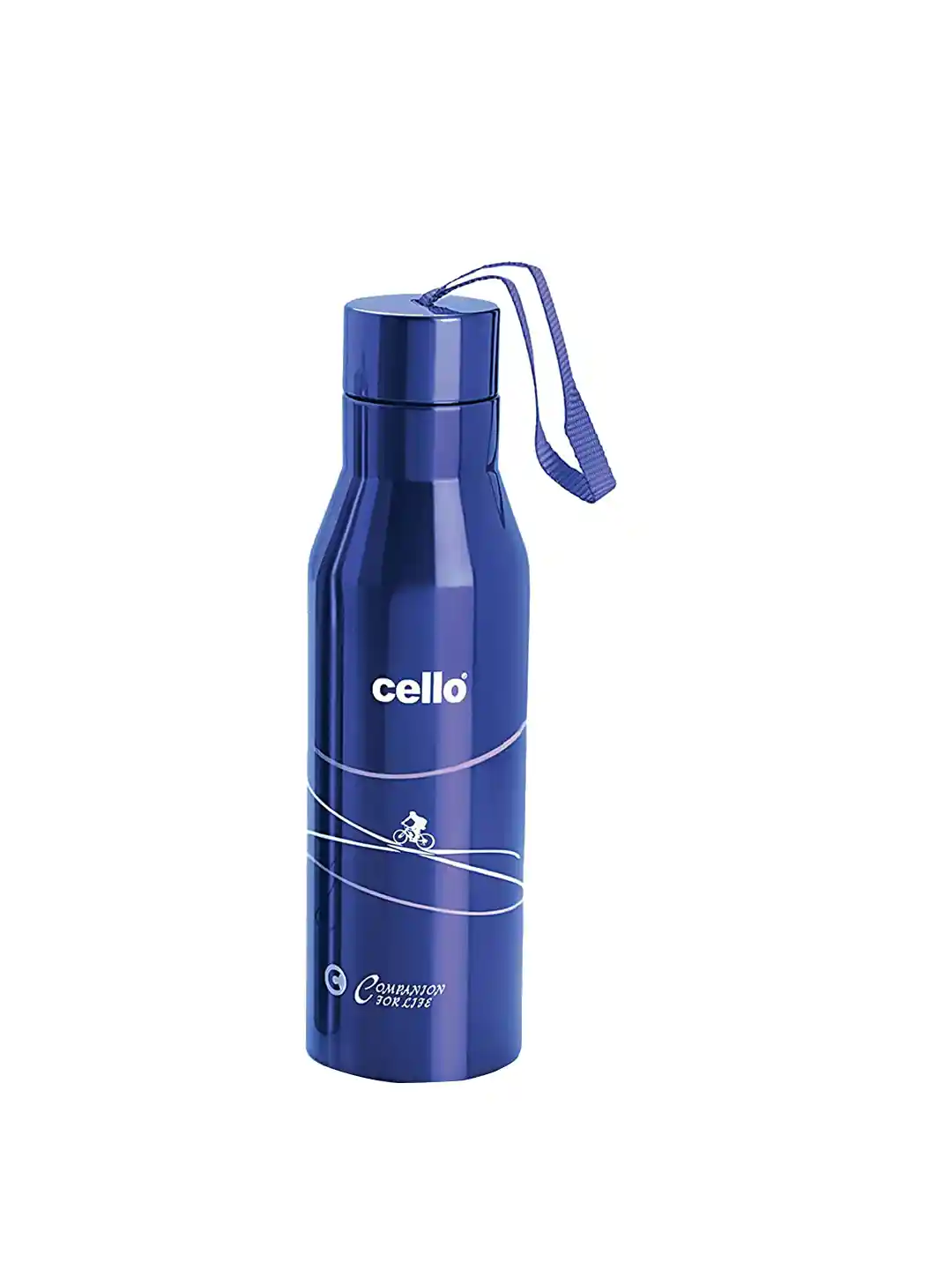 Cello Blue Typography Stainless Steel Single Wall Vacuum Water Bottle  750ml
