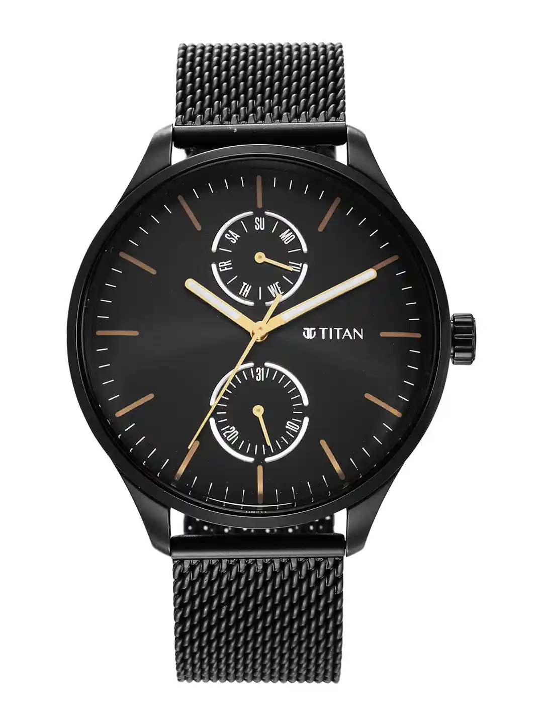 Buy Titan Men Black Dial Stainless Steel Bracelet Style Straps