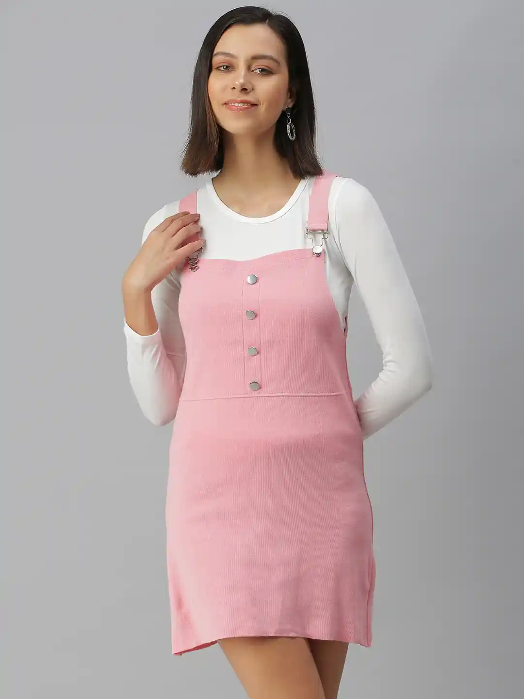 Buy SHOWOFF Pink Pinafore Mini Dress Dresses for Women 18327652
