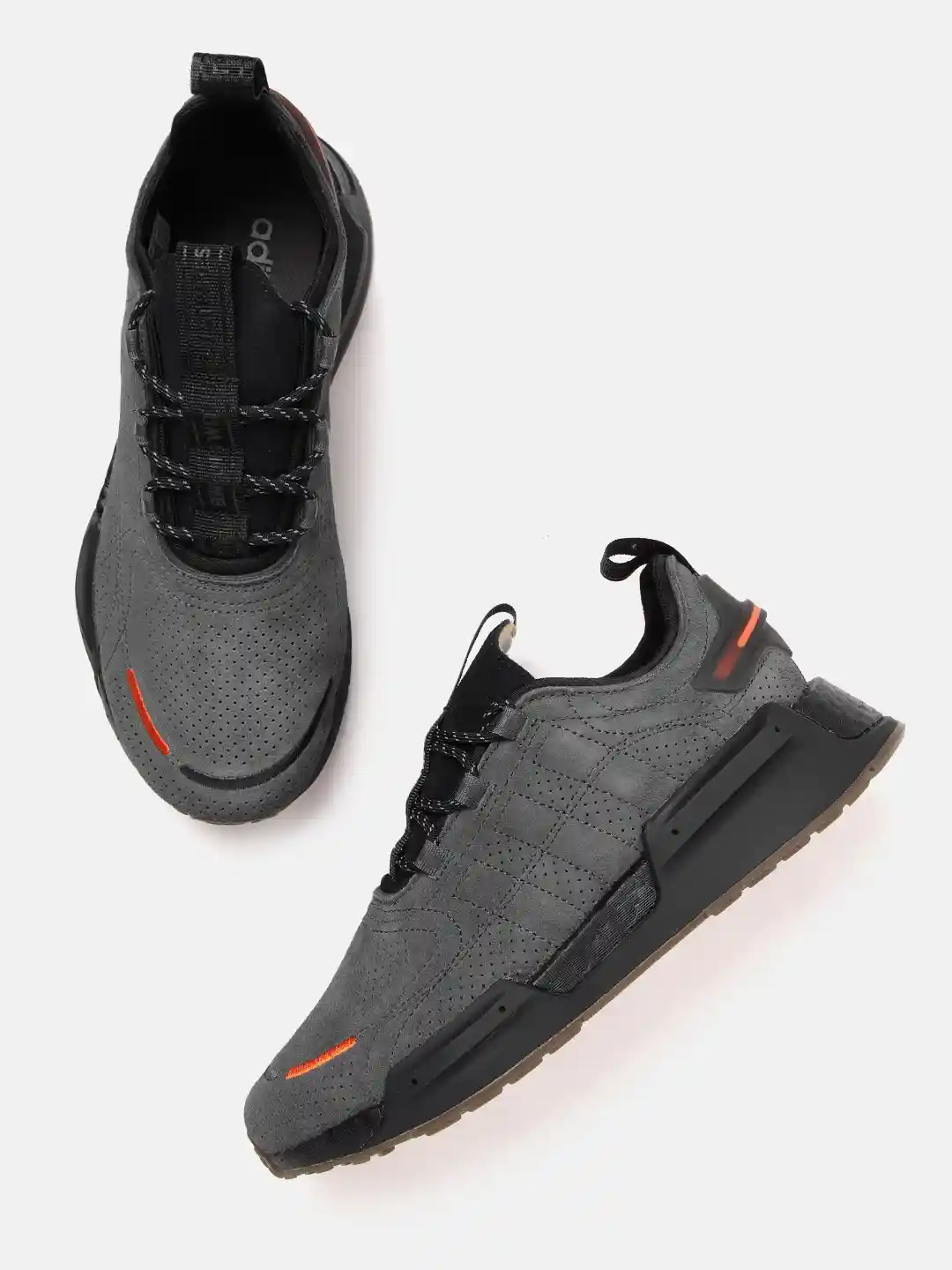 Buy ADIDAS Originals Men Grey Woven Design Leather Nmd_R1 V3