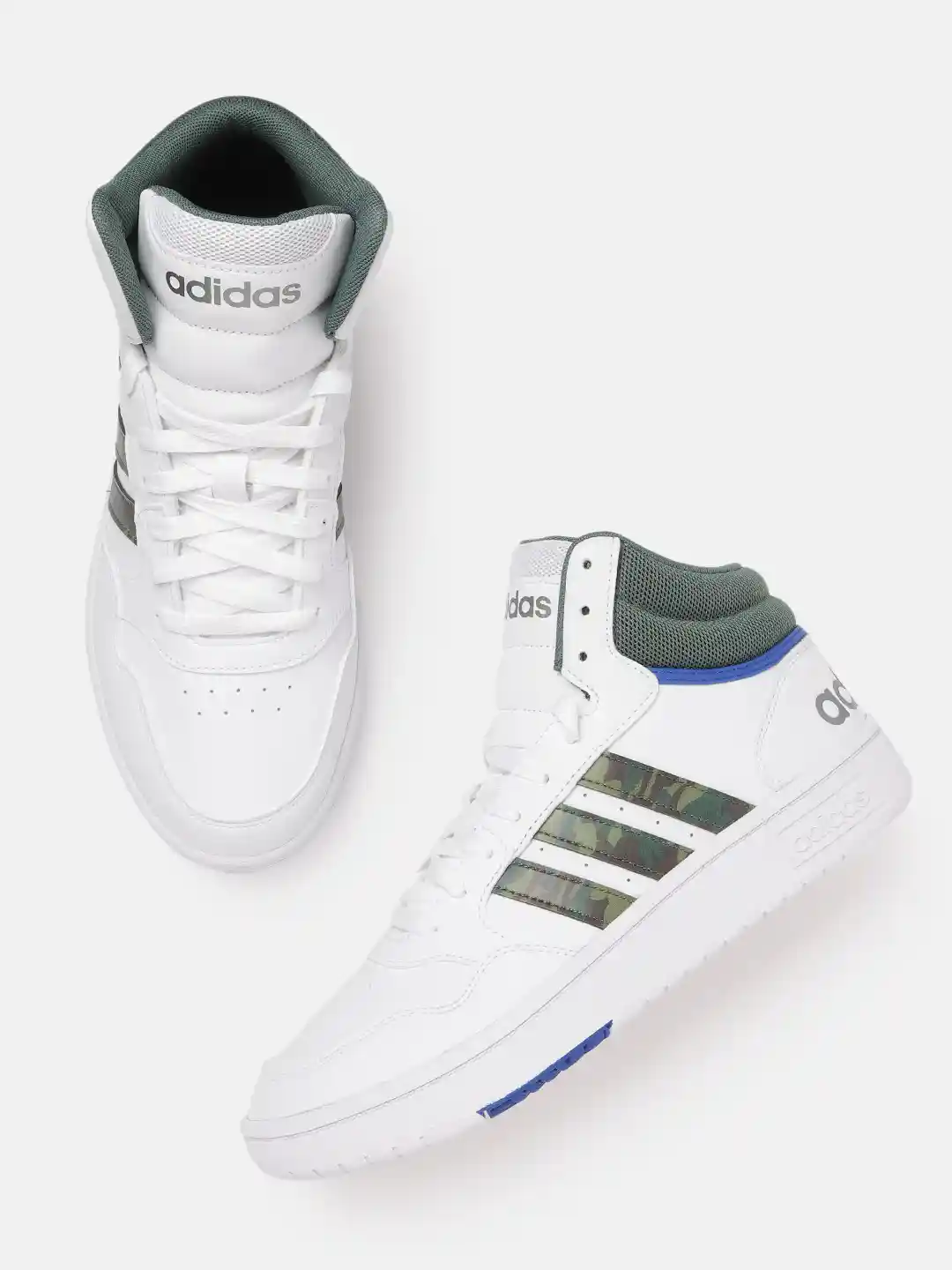 Buy ADIDAS Originals Men White Green Solid Hoops Mid-Top