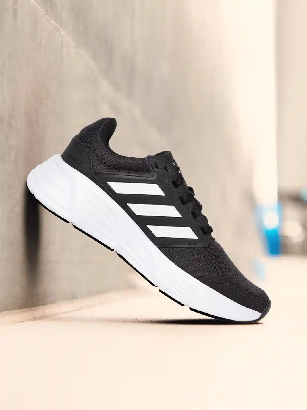 ADIDAS Men Black Woven Design Galaxy Running Shoes