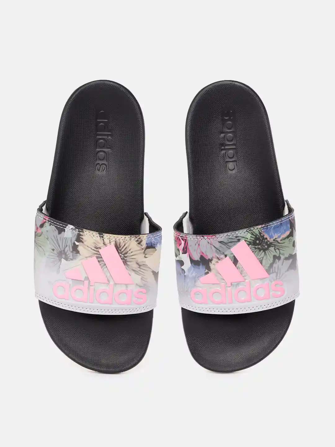 Buy ADIDAS Women Grey Pink Brand Logo Printed Adilette Comfort