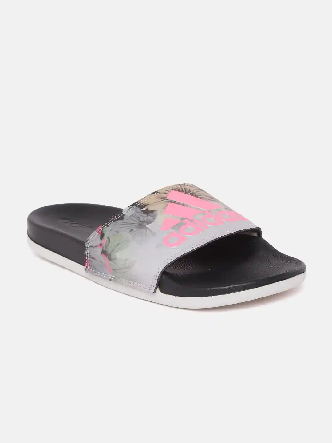 Buy ADIDAS Women Grey Pink Brand Logo Printed Adilette Comfort