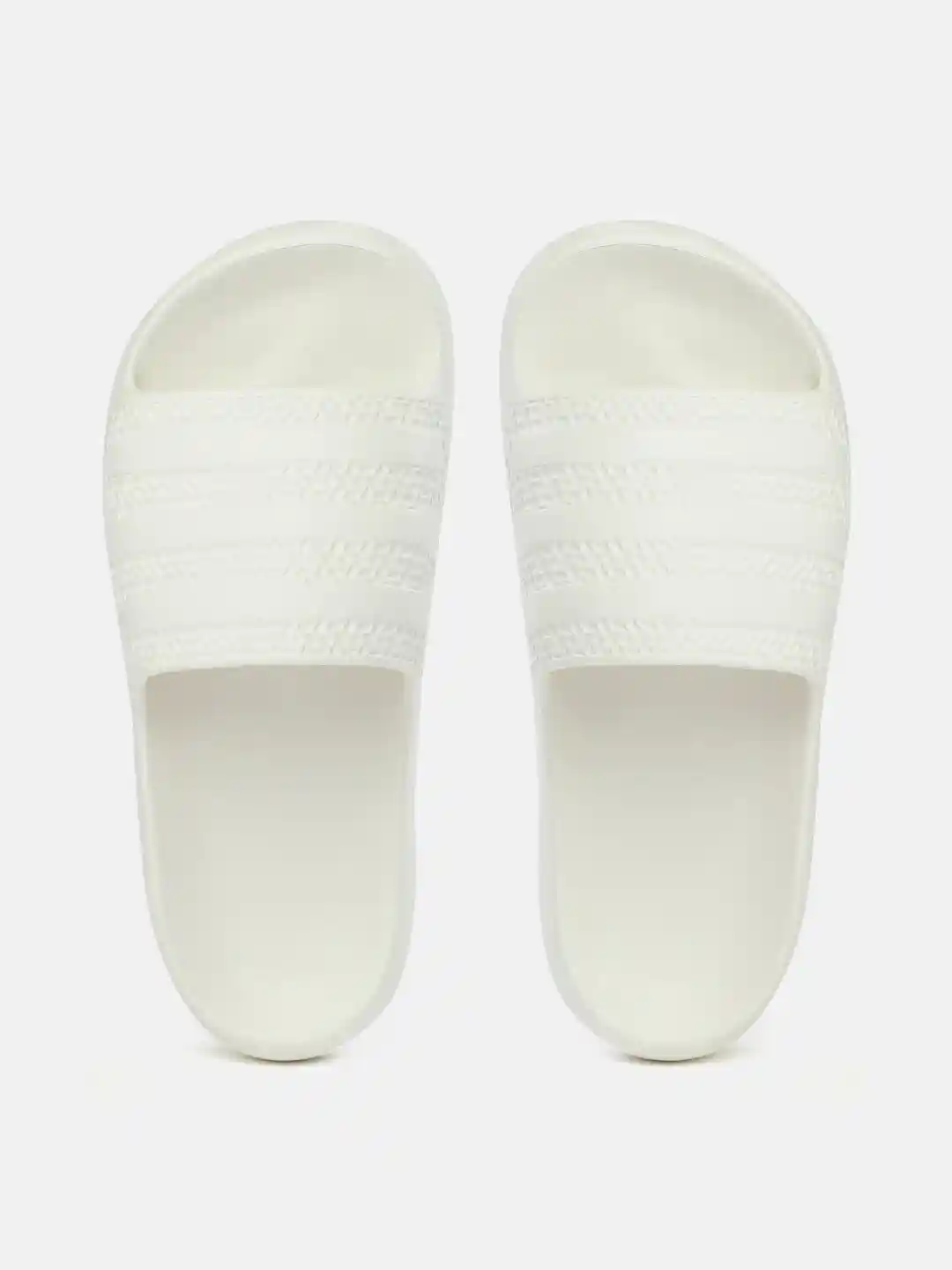 ADIDAS Originals Women Off White Self Striped Adilette Sliders