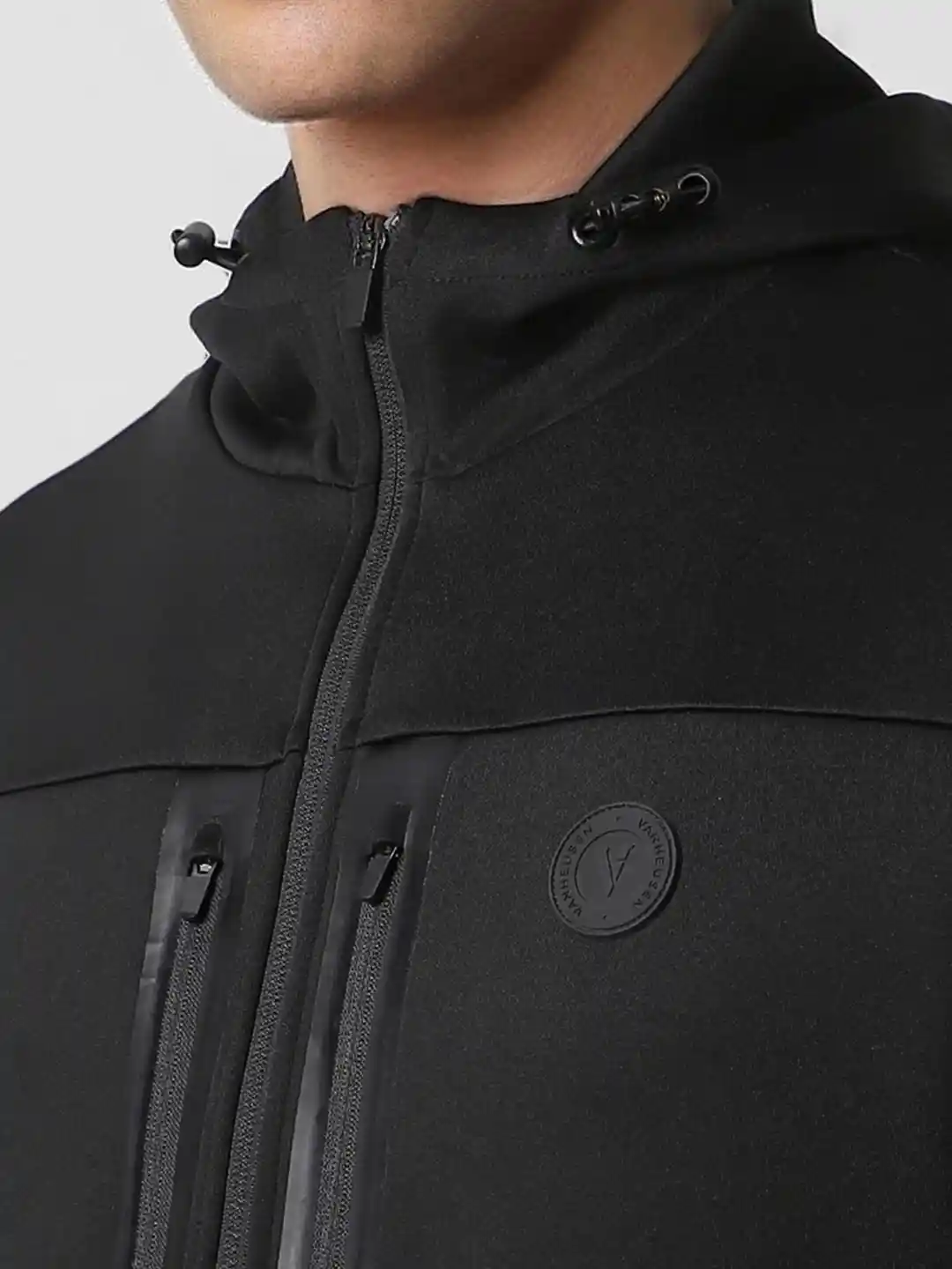 Buy Van Heusen Flex Men Black Solid Slim Fit Tracksuits