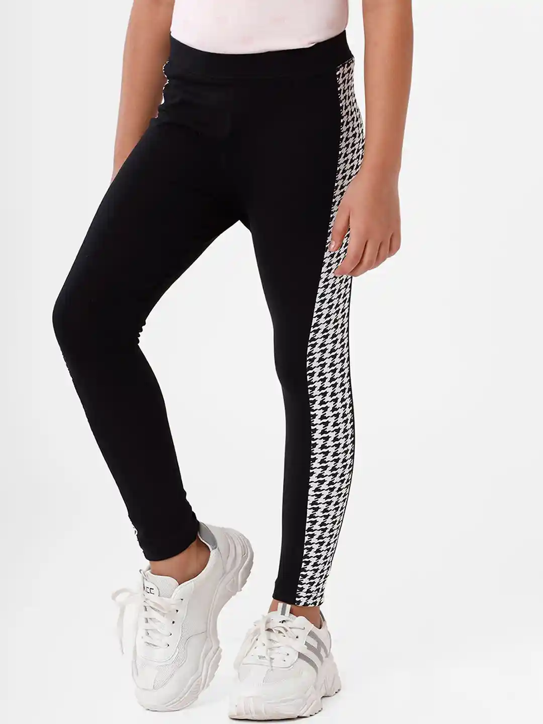 Buy De Moza Girls Black White Printed Ankle Length Legging