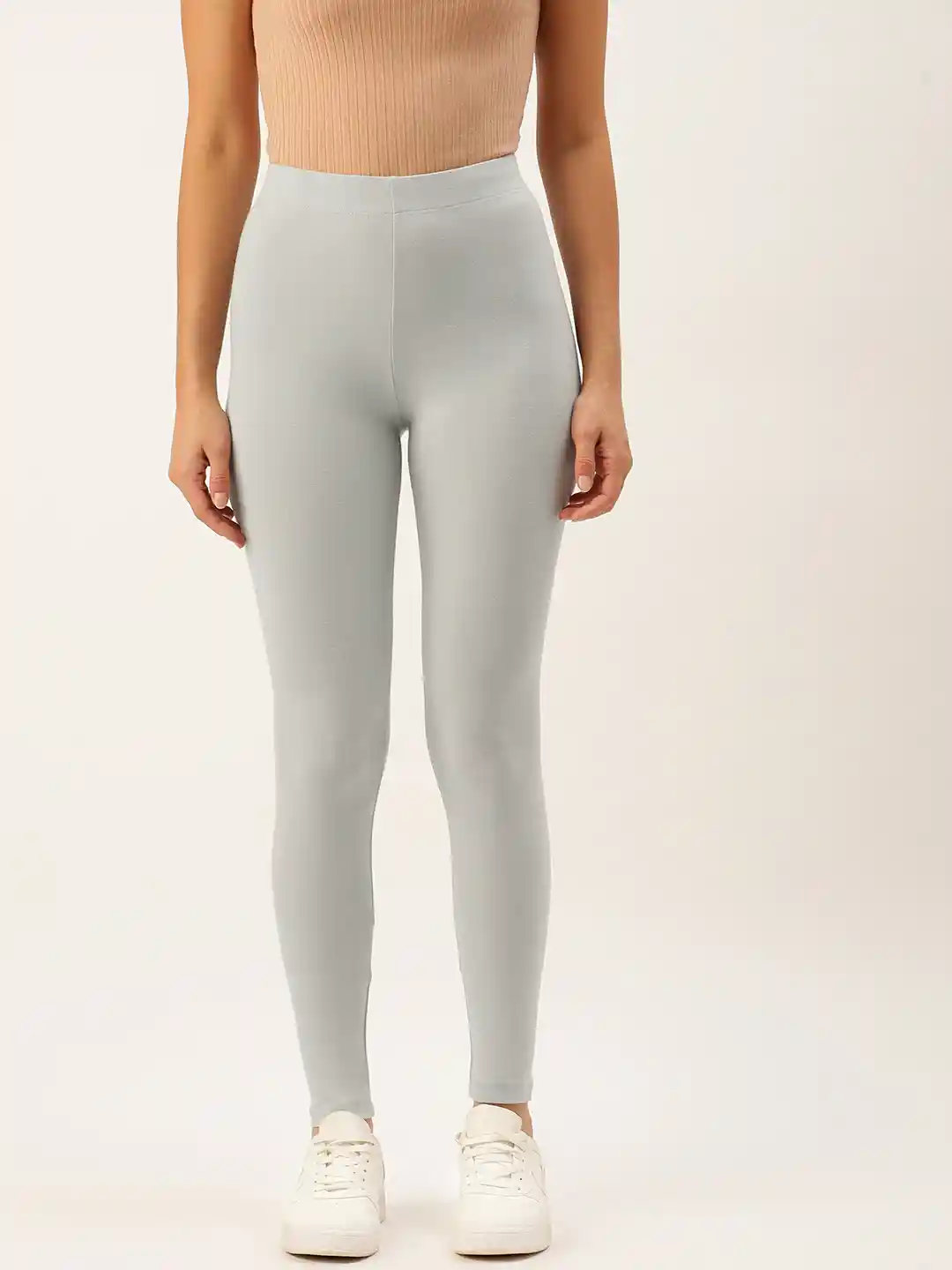 Buy FOREVER 21 Women Charcoal Grey Solid High Rise Leggings