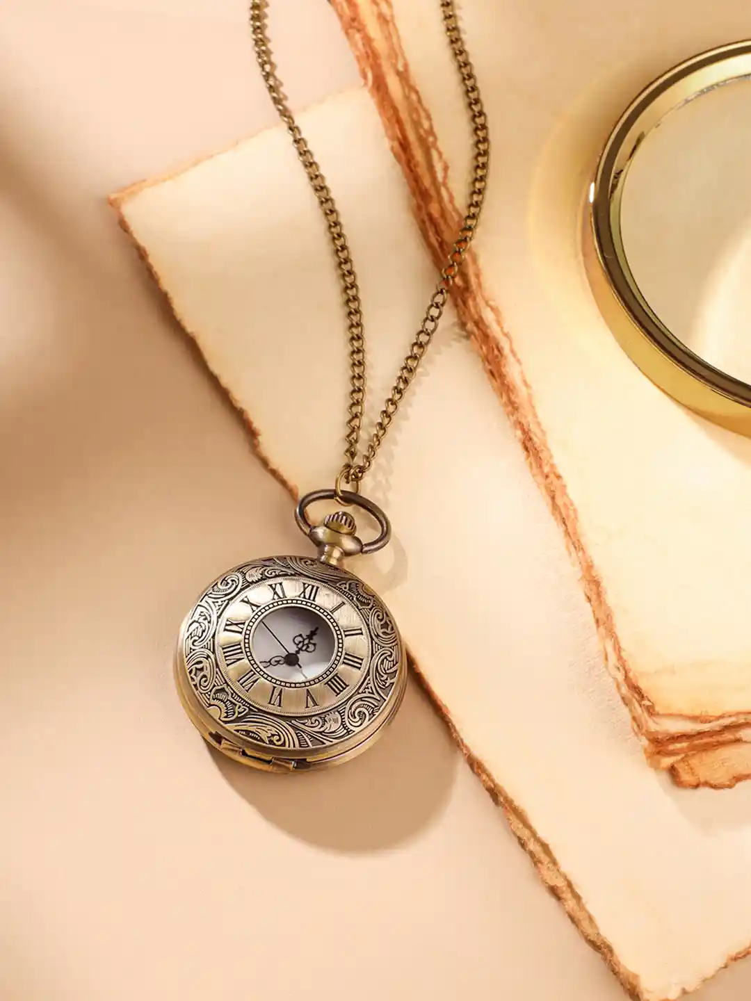 Buy Yellow Chimes Men Golden colored pocket Watch pendant with - Main Image