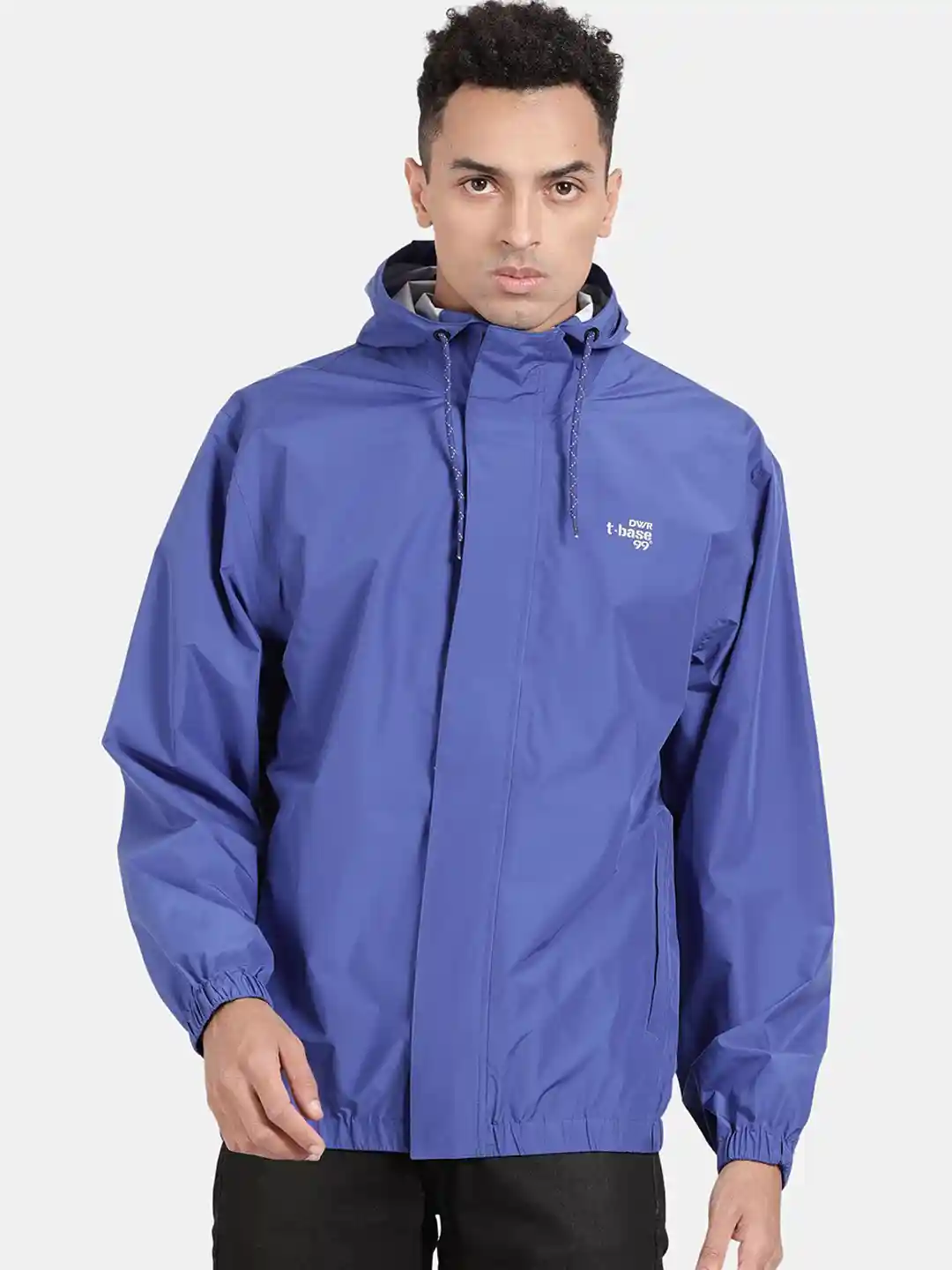Buy t-base Men Royal-Blue Solid Ribstop Rain Jacket Rain Jacket - Main Image