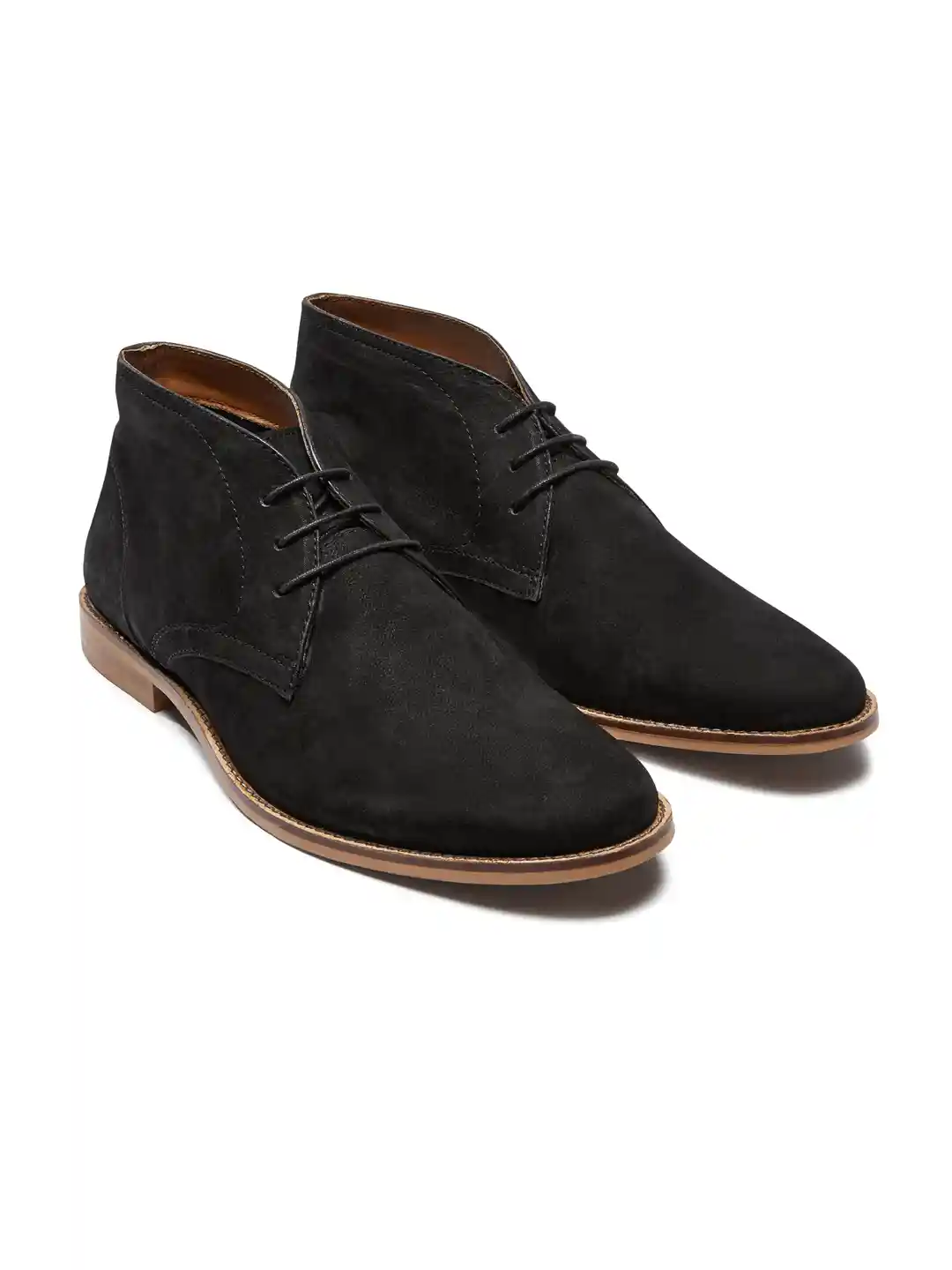 Buy NEXT Men Black Solid Suede Leather Chukka Boots Boots for