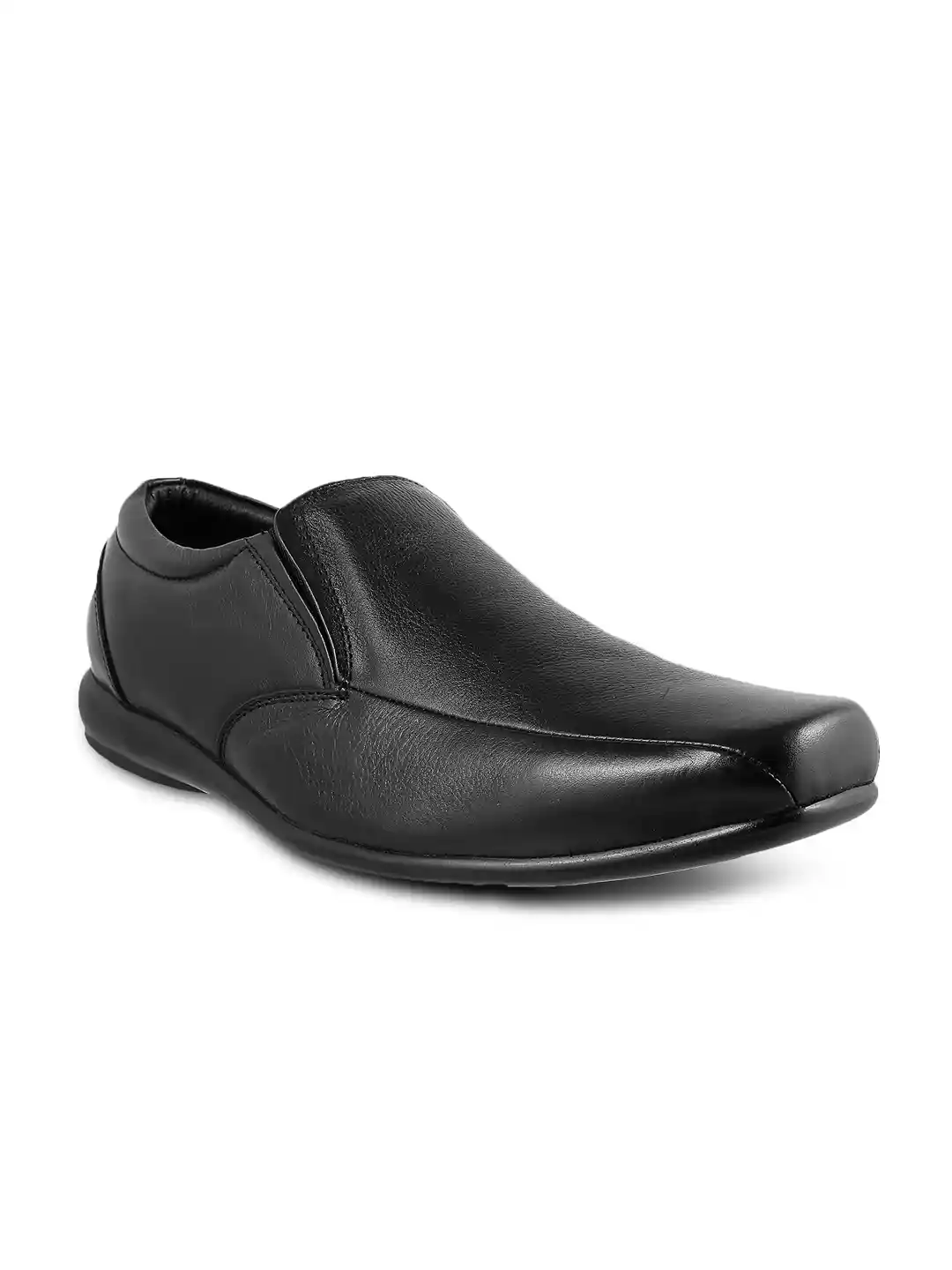 Metro Men Black Leather Semiformal Shoes