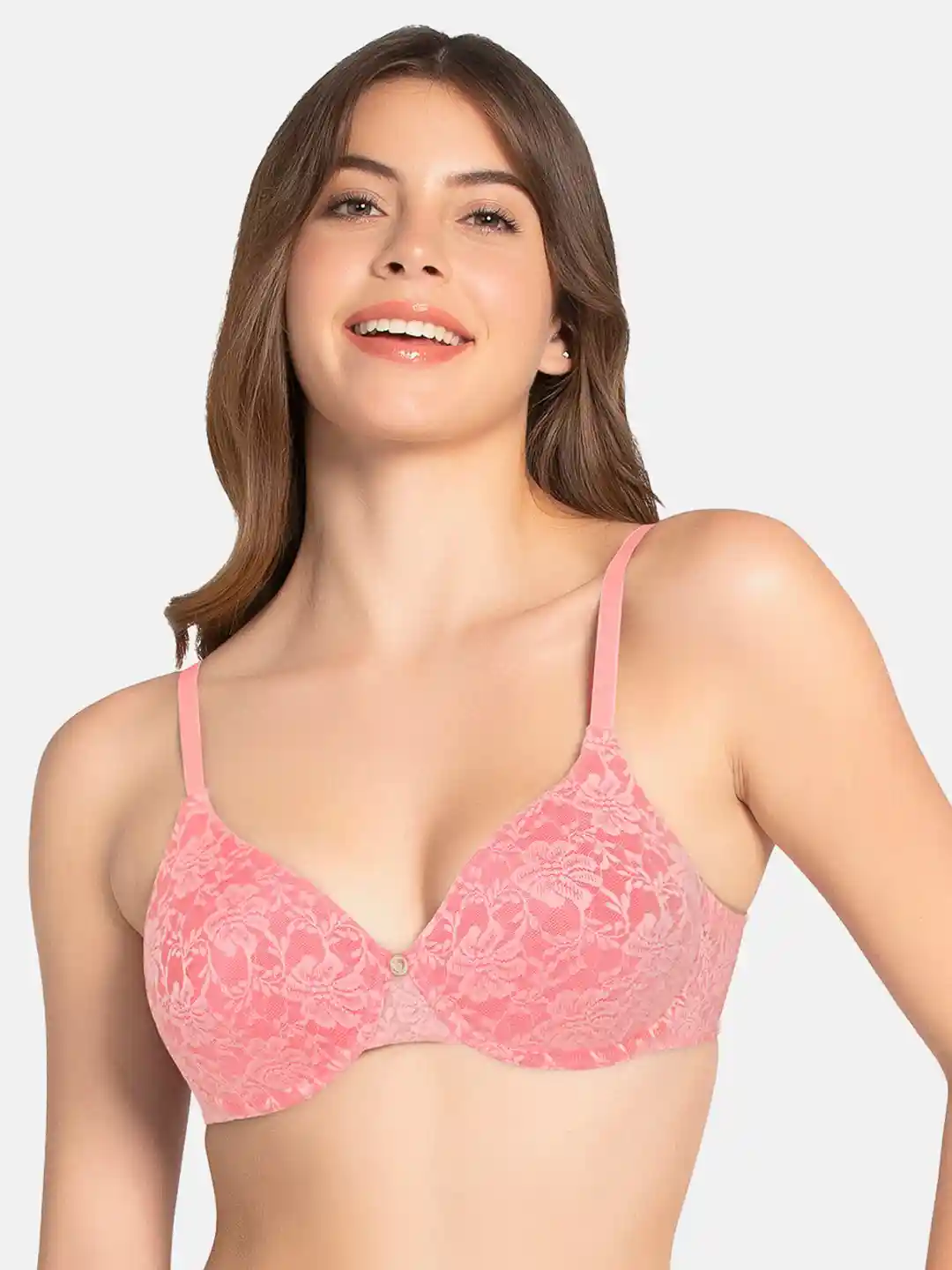 Buy Amante Pink Floral Bra Underwired Lightly Padded Bra for
