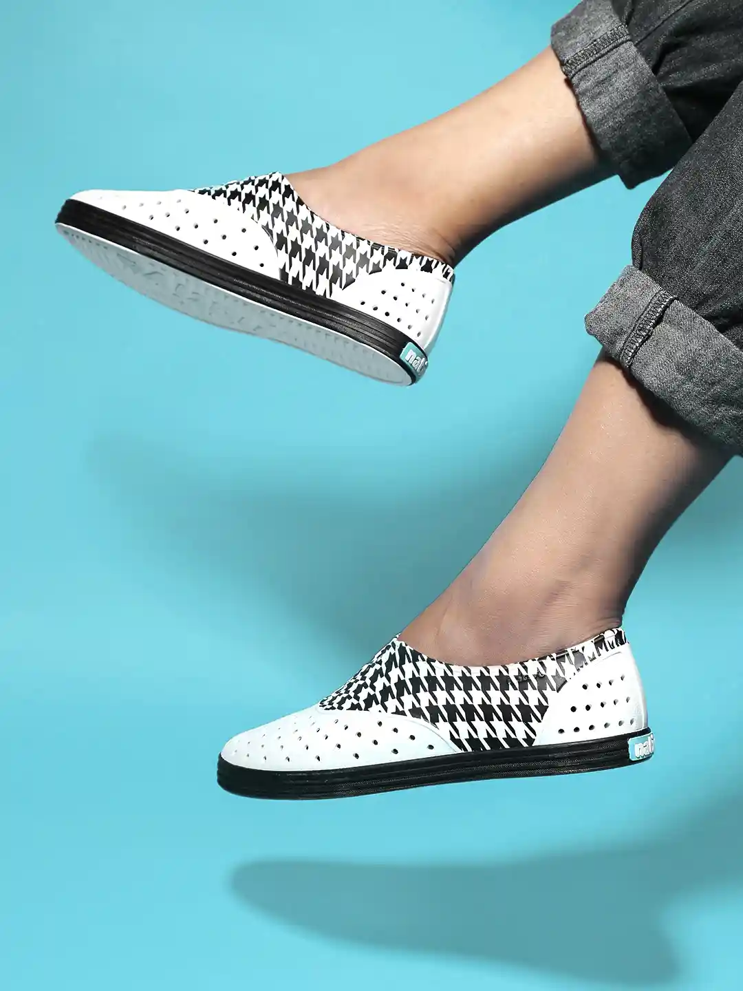 Buy Native Shoes Women White Printed Perforated Jericho Slip-On