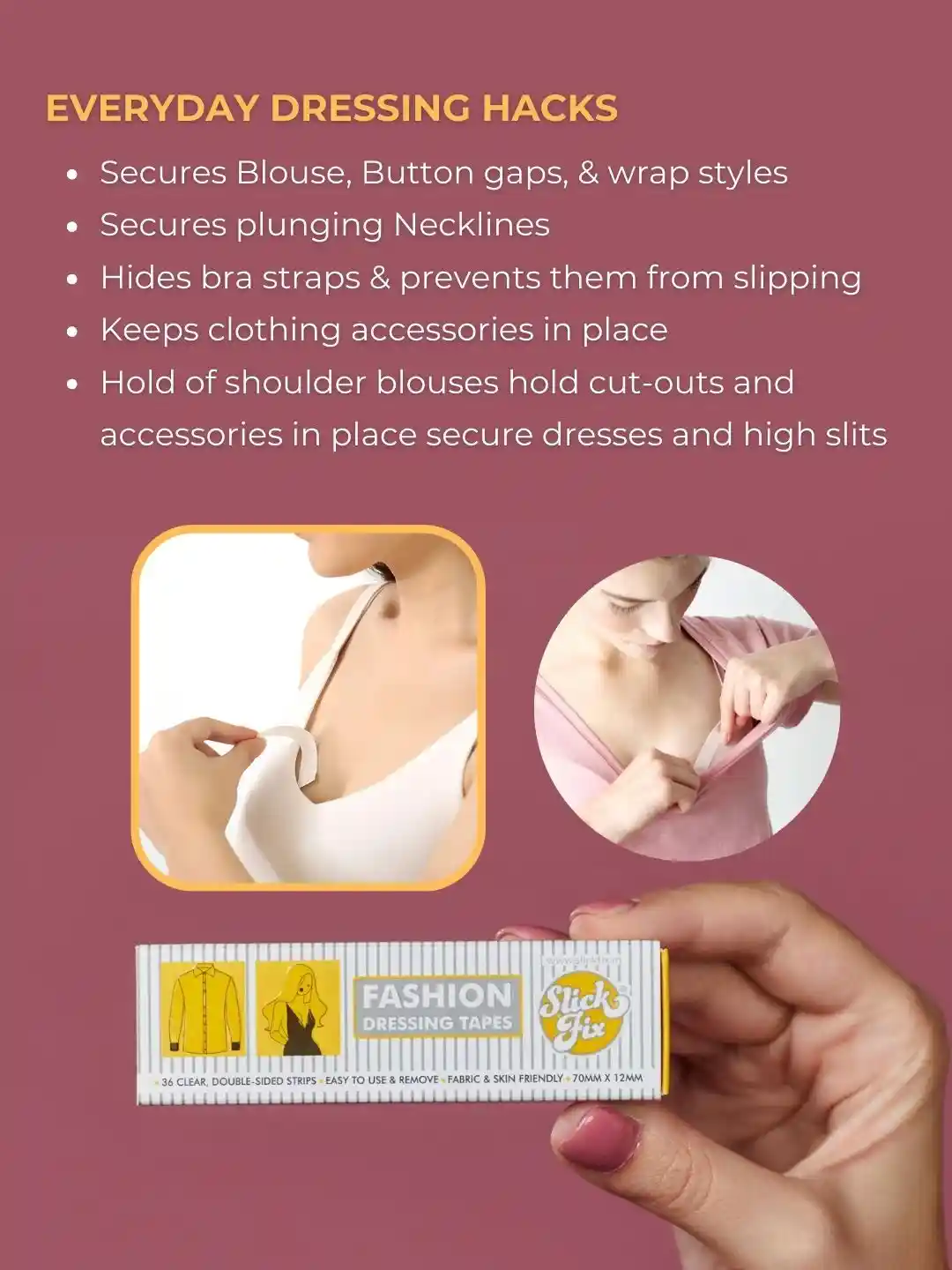 Buy SLICKFIX Pack Of 72 Dressing Invisible Double Side Tape