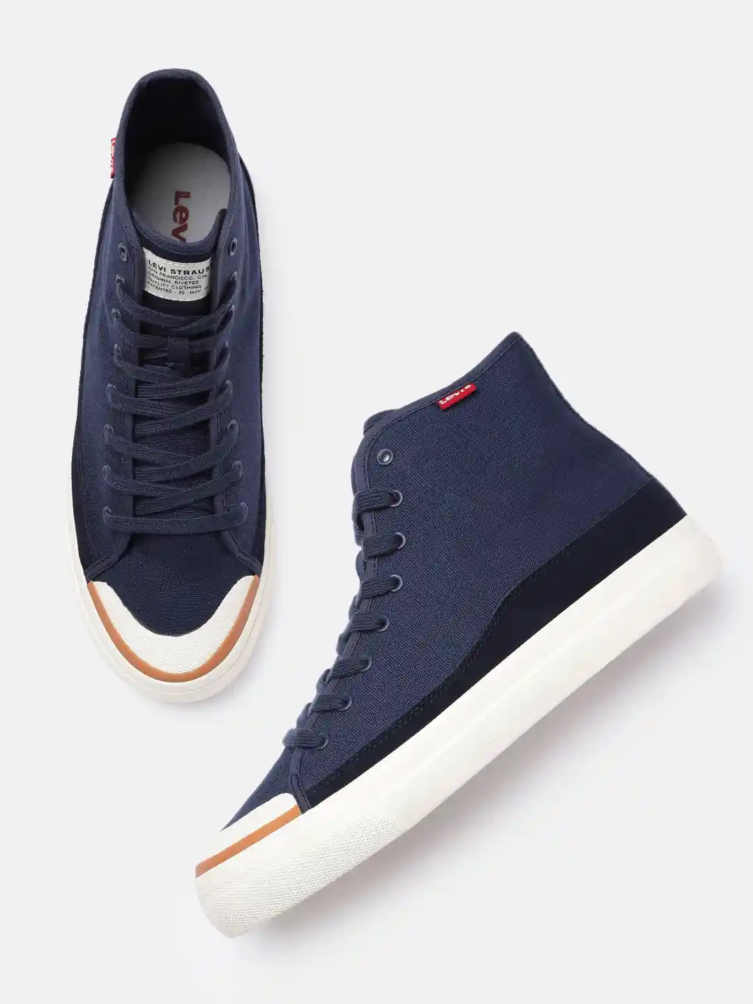 Buy Levis Men Navy Blue Square High-Top Sneakers Casual Shoes