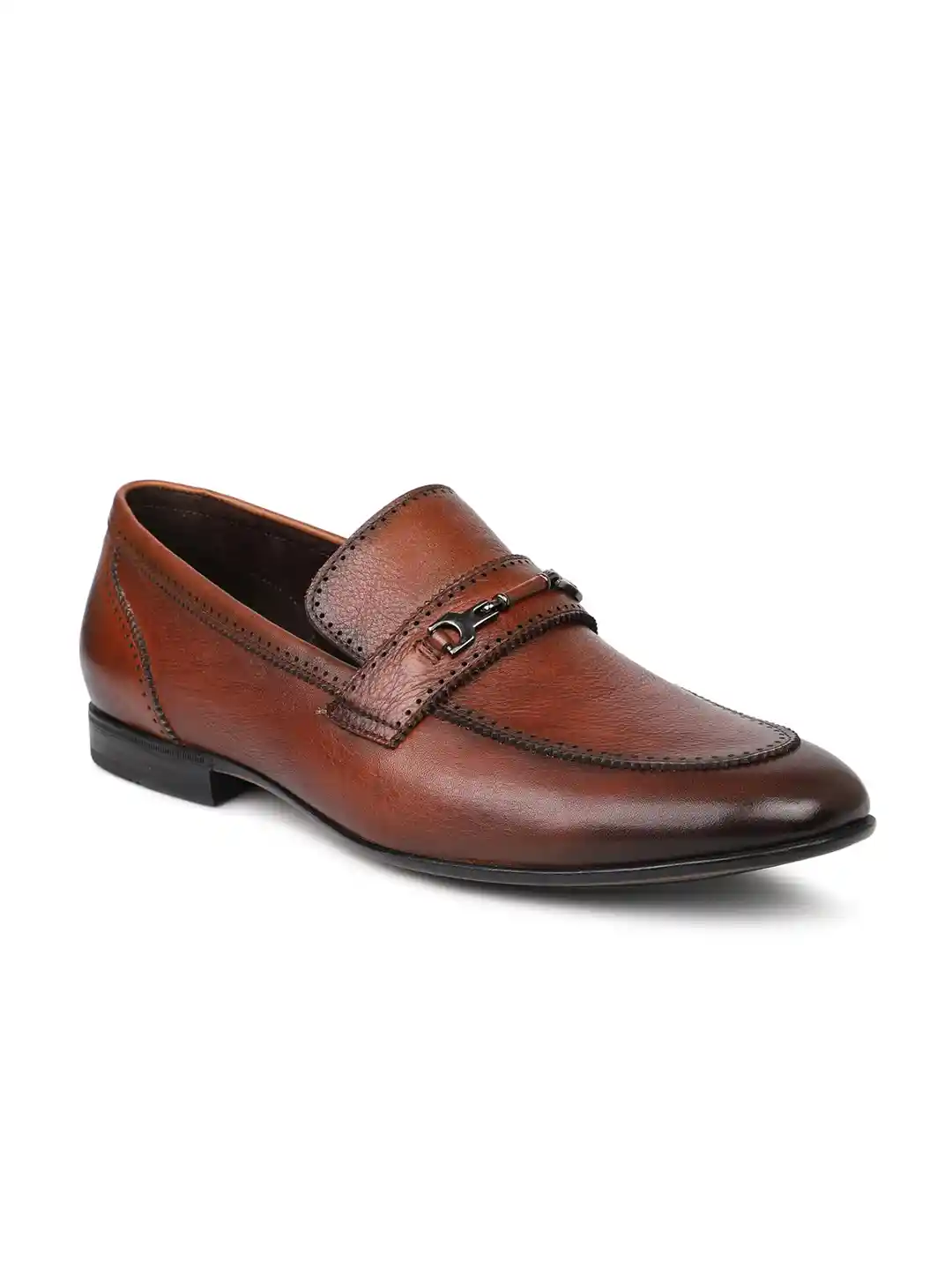 Buy ATESBER by Men Brown Solid Leather Formal Loafers