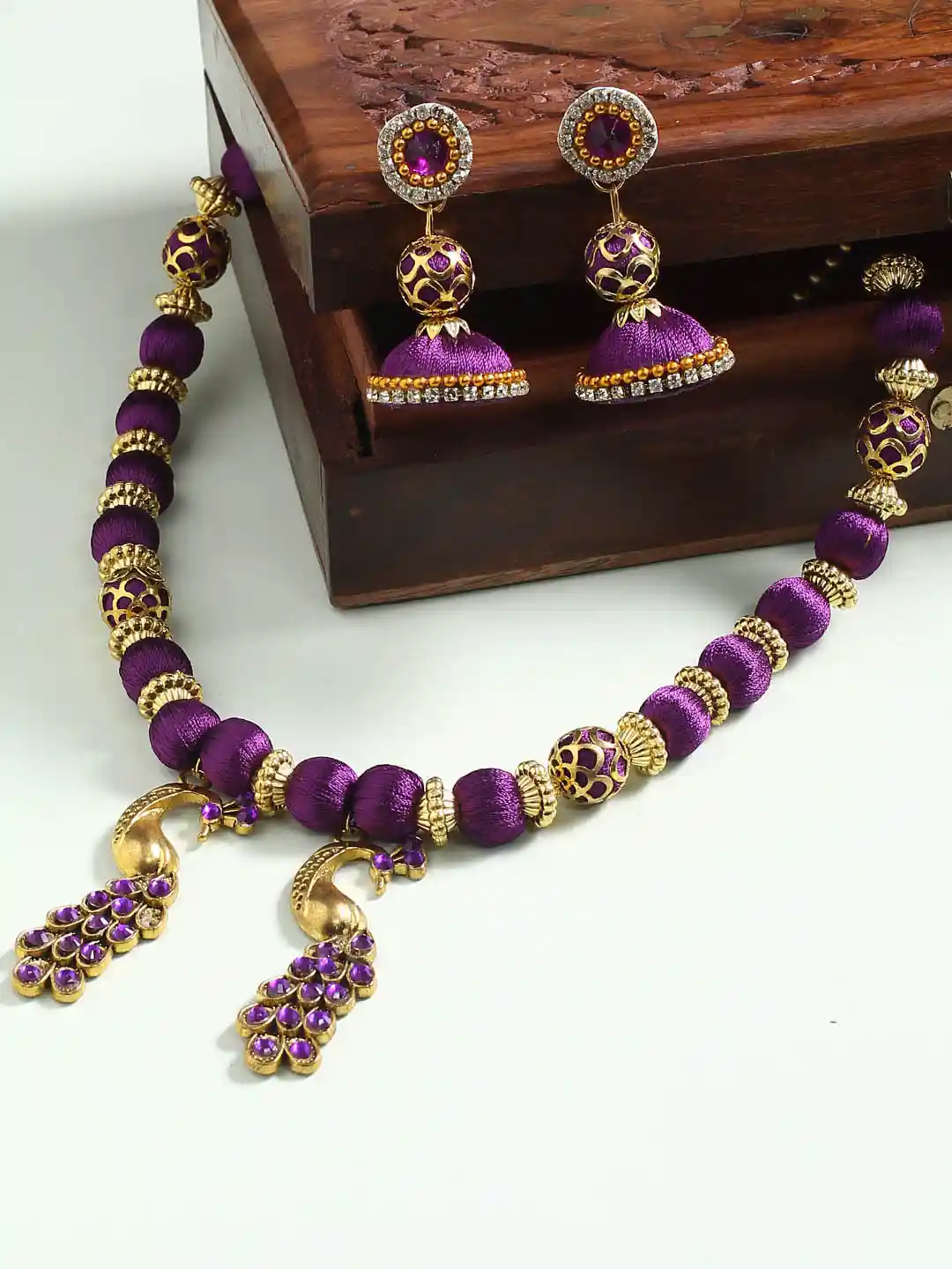Buy AKSHARA Purple German Silver Jewelry Set Jewellery Set for