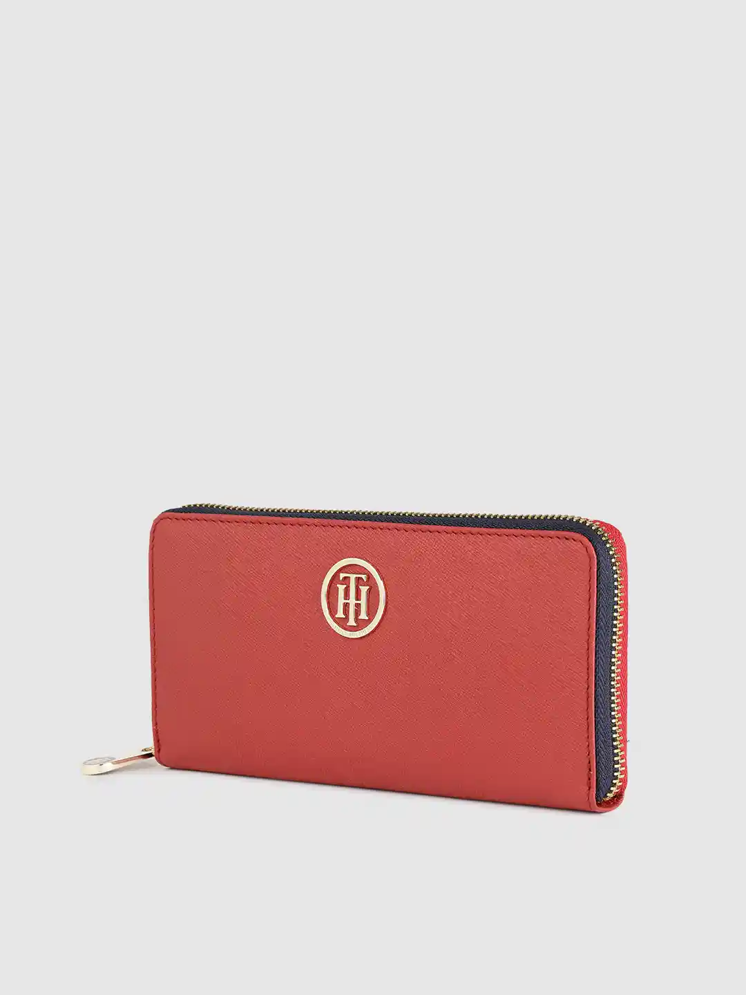 Buy Tommy Hilfiger Women Red Solid Leather Zip Around Wallet