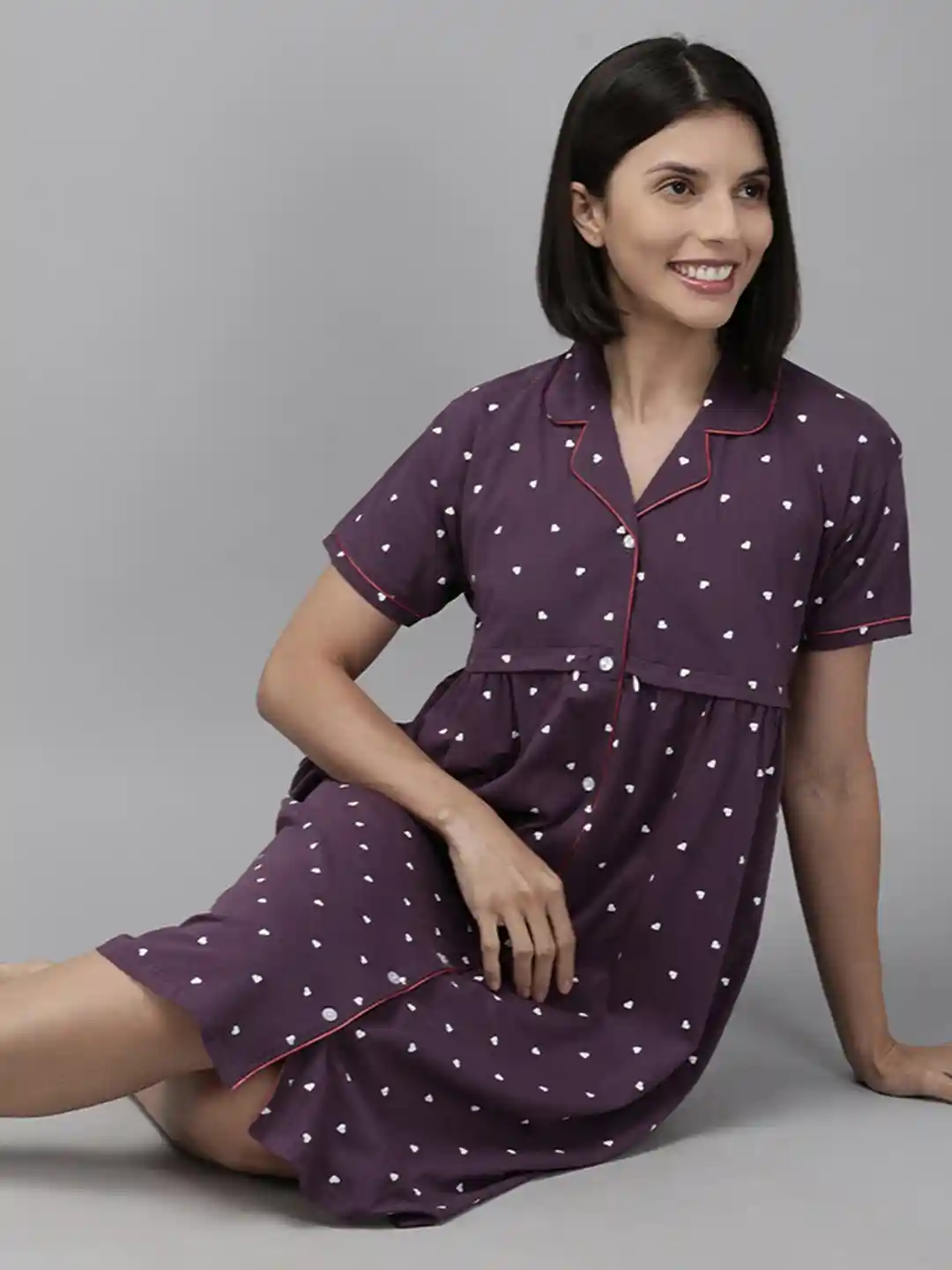 Buy Zeyo Purple White Printed Cotton Maternity Feeding