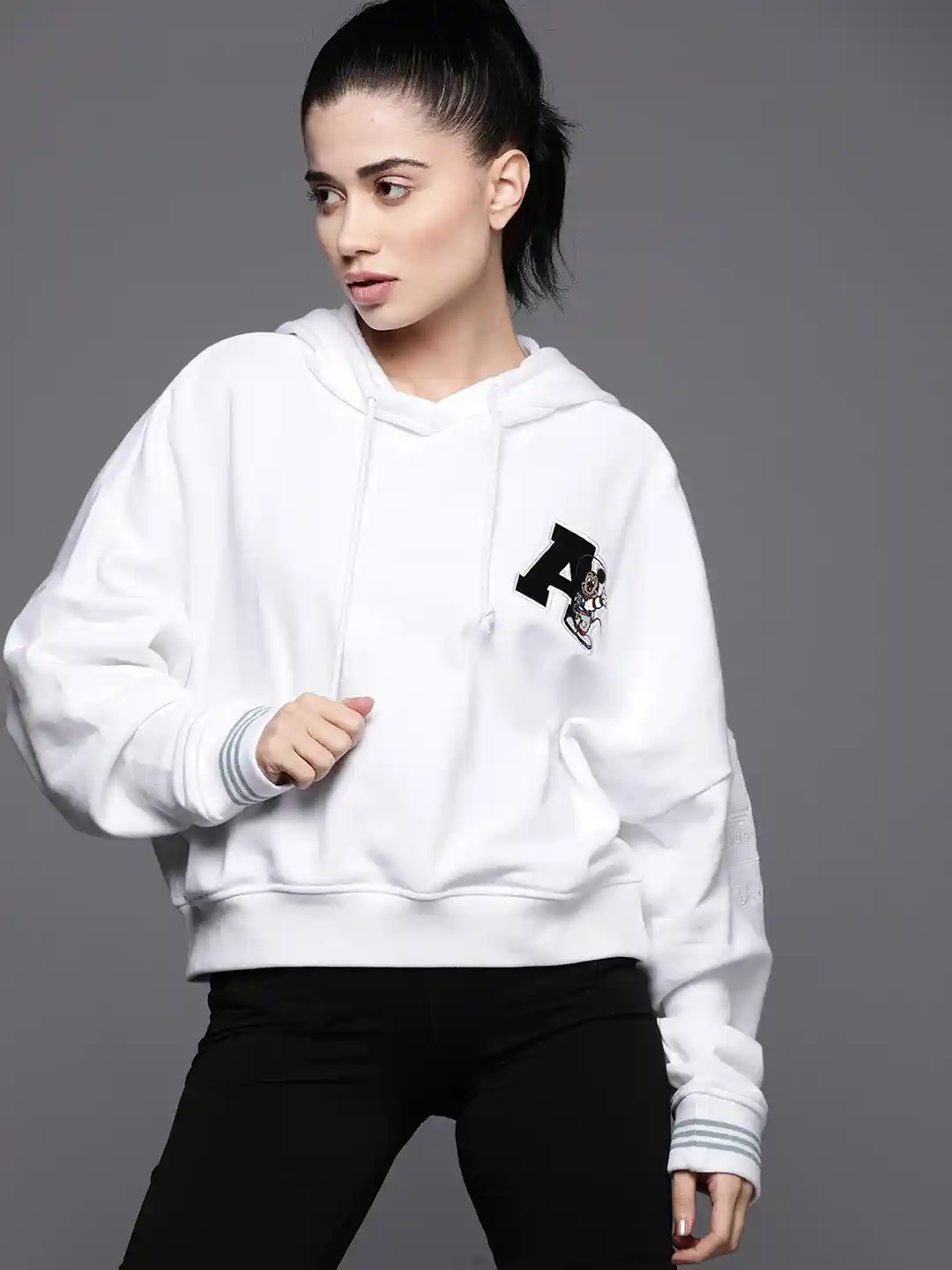 Buy ADIDAS Originals Women White Short Disney Hooded Pure Cotton