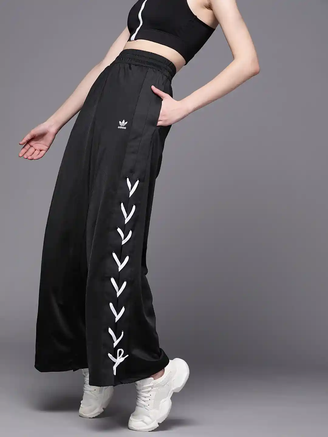 Buy ADIDAS Originals Women Black Always Laced Loose Fit Wide Leg