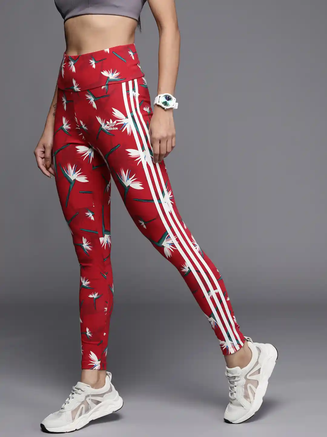 Buy ADIDAS Originals Women Red White Floral Printed Side